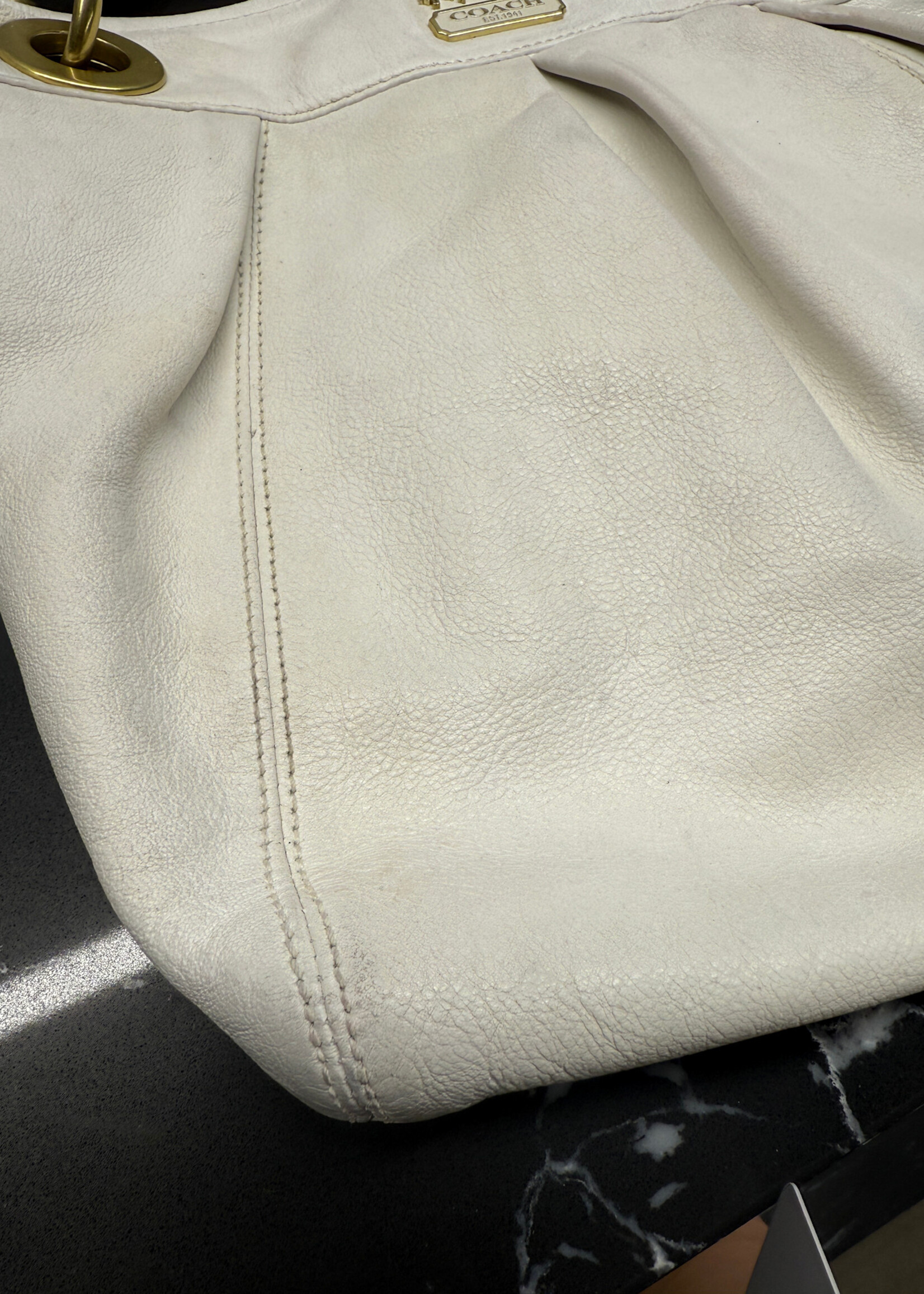 Coach White Leather Pleated Y2K Purse