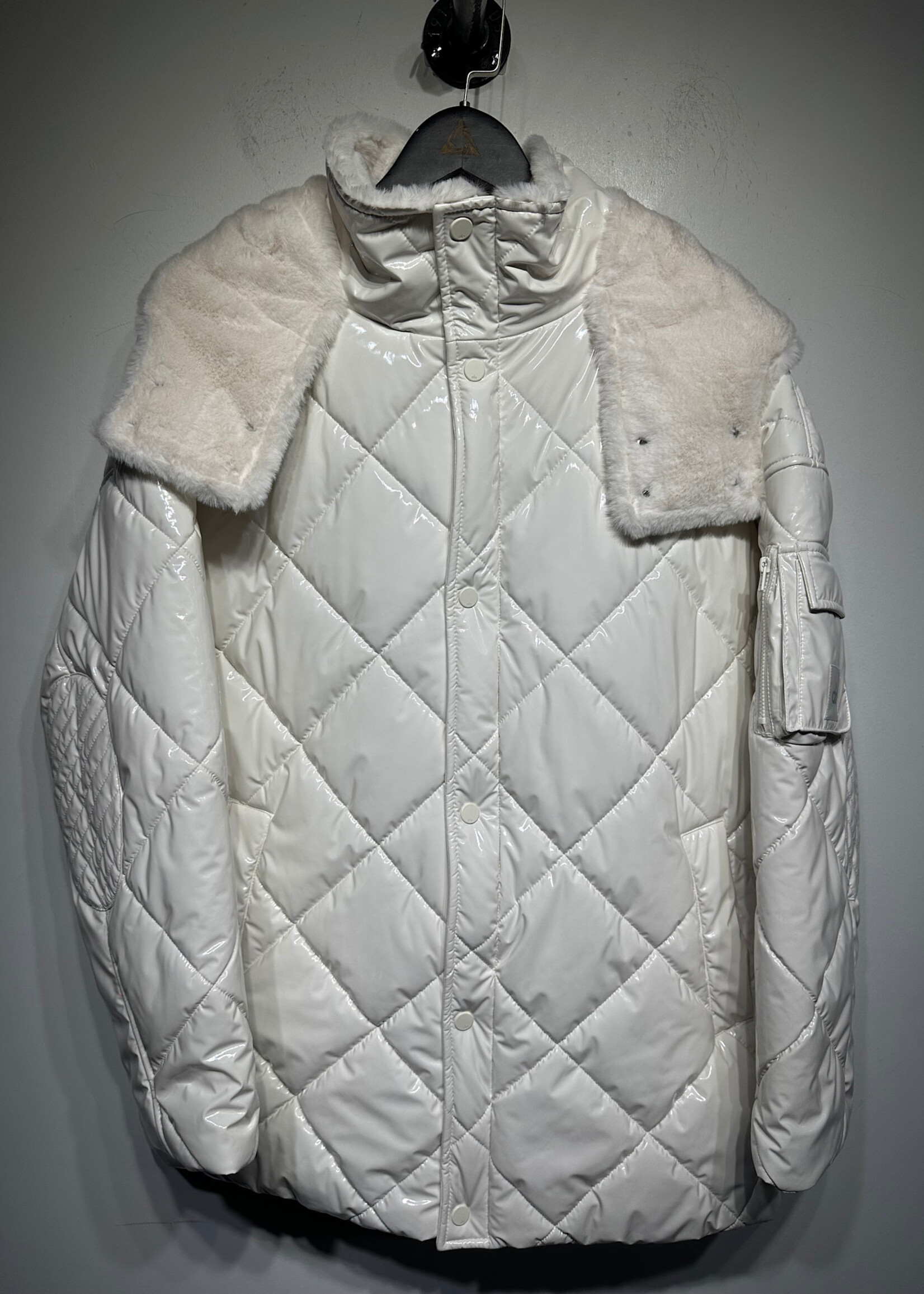 NWT Alo White Poly Quilt Hooded Jacket M AS IS