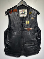 Harley Davidson Black Leather Patch Vest M As Is