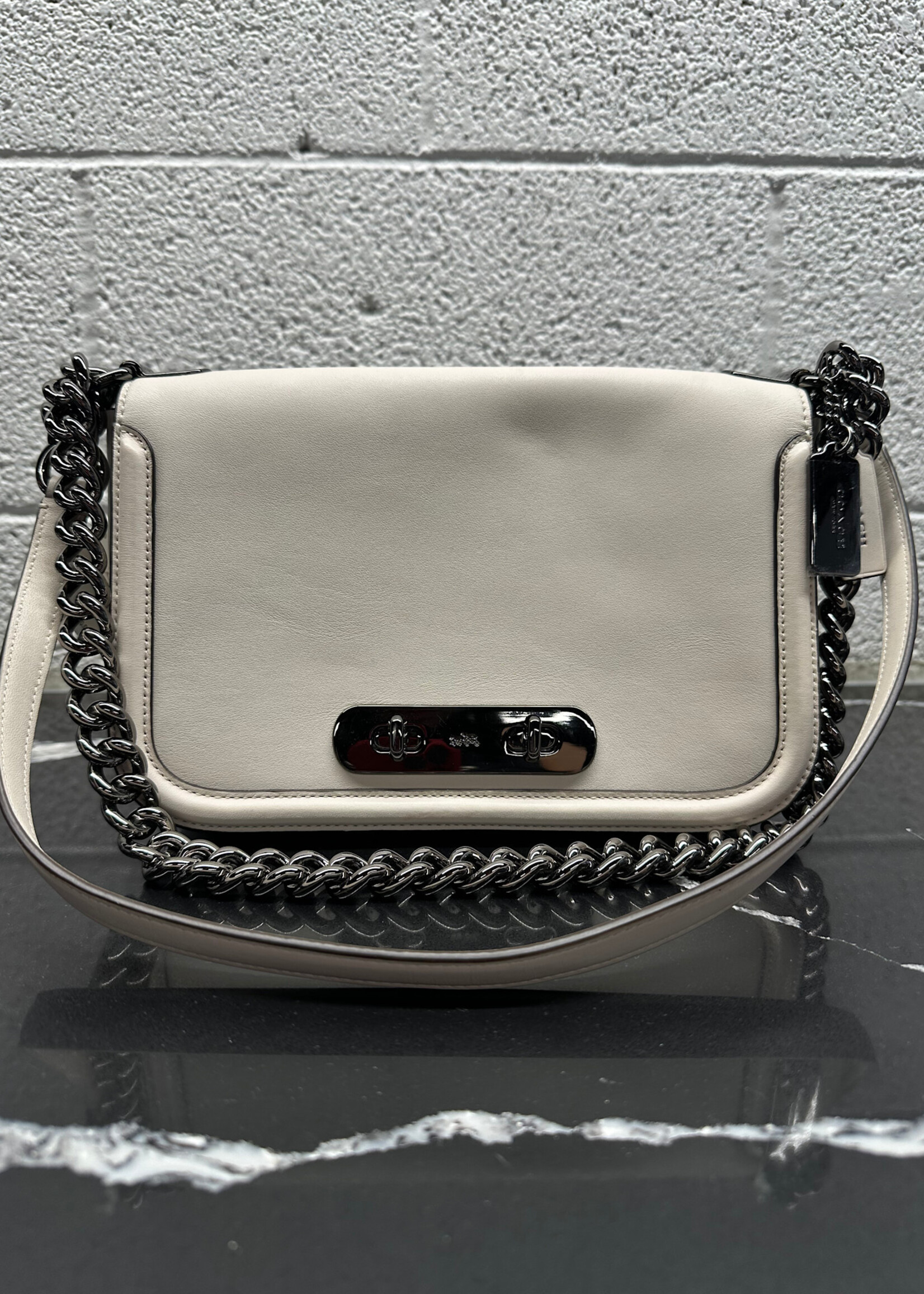 NWT Coach White Leather Chain Crossbody