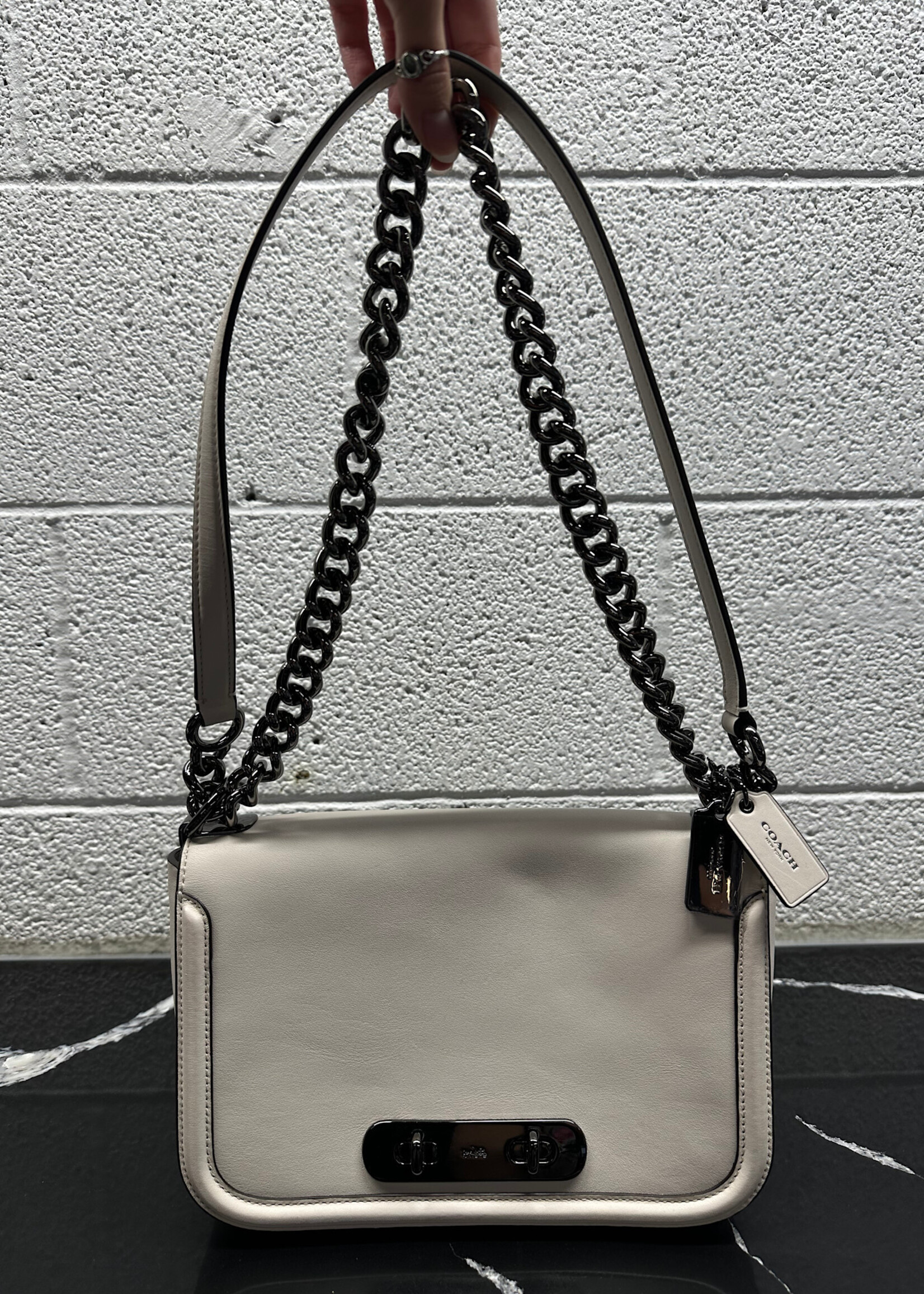 NWT Coach White Leather Chain Crossbody