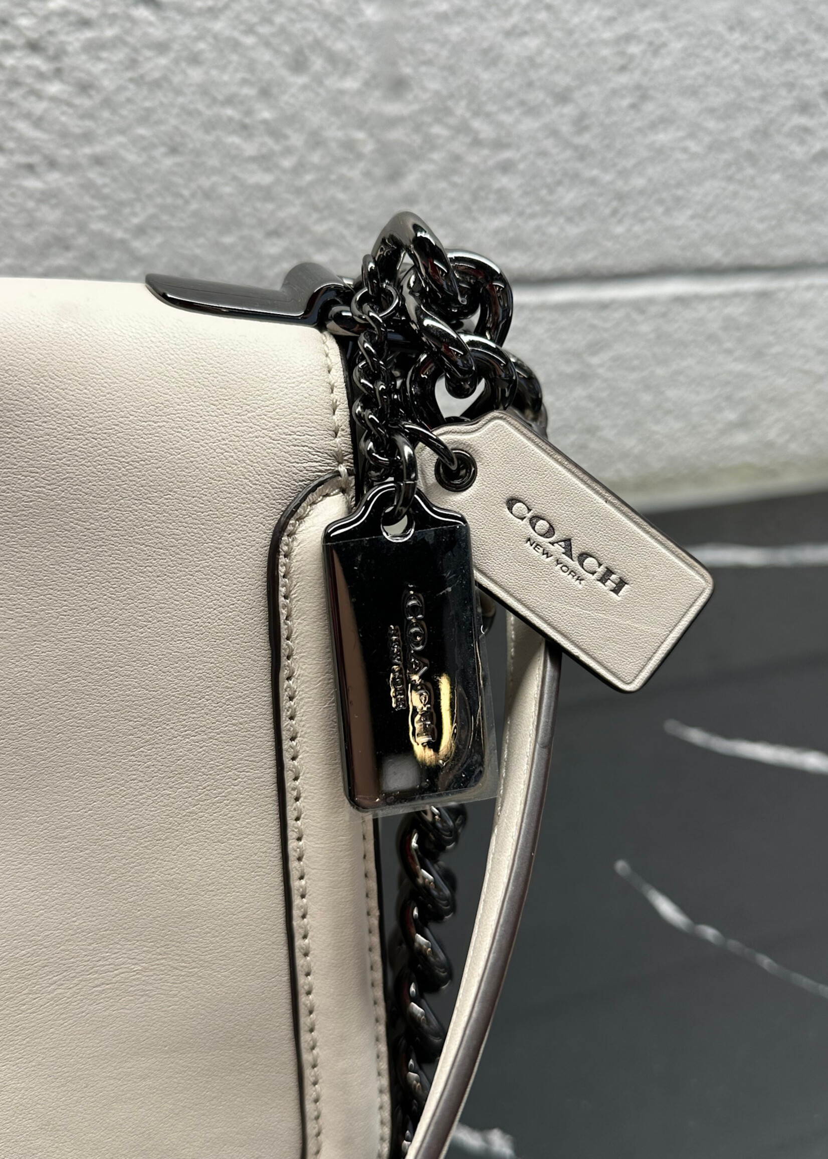 NWT Coach White Leather Chain Crossbody
