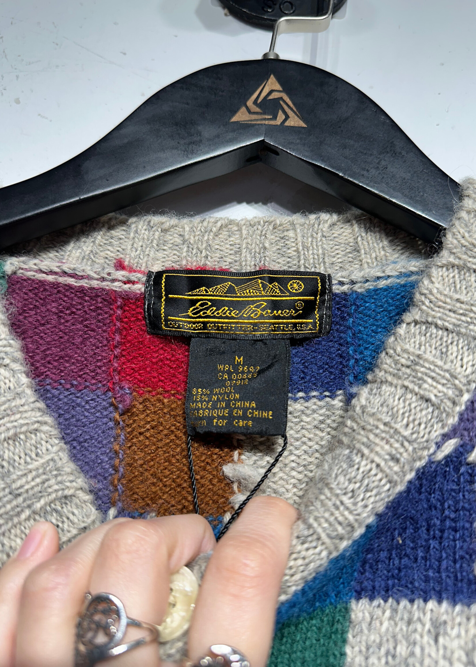 Eddie Bauer Multicolor Wool Knit Cardigan Fem M AS IS