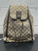 Gucci Monogram Leather Trim Backpack