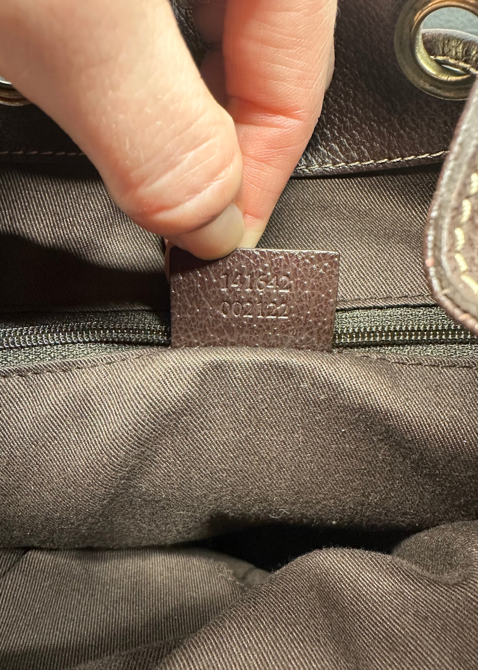 Gucci Monogram Leather Trim Backpack