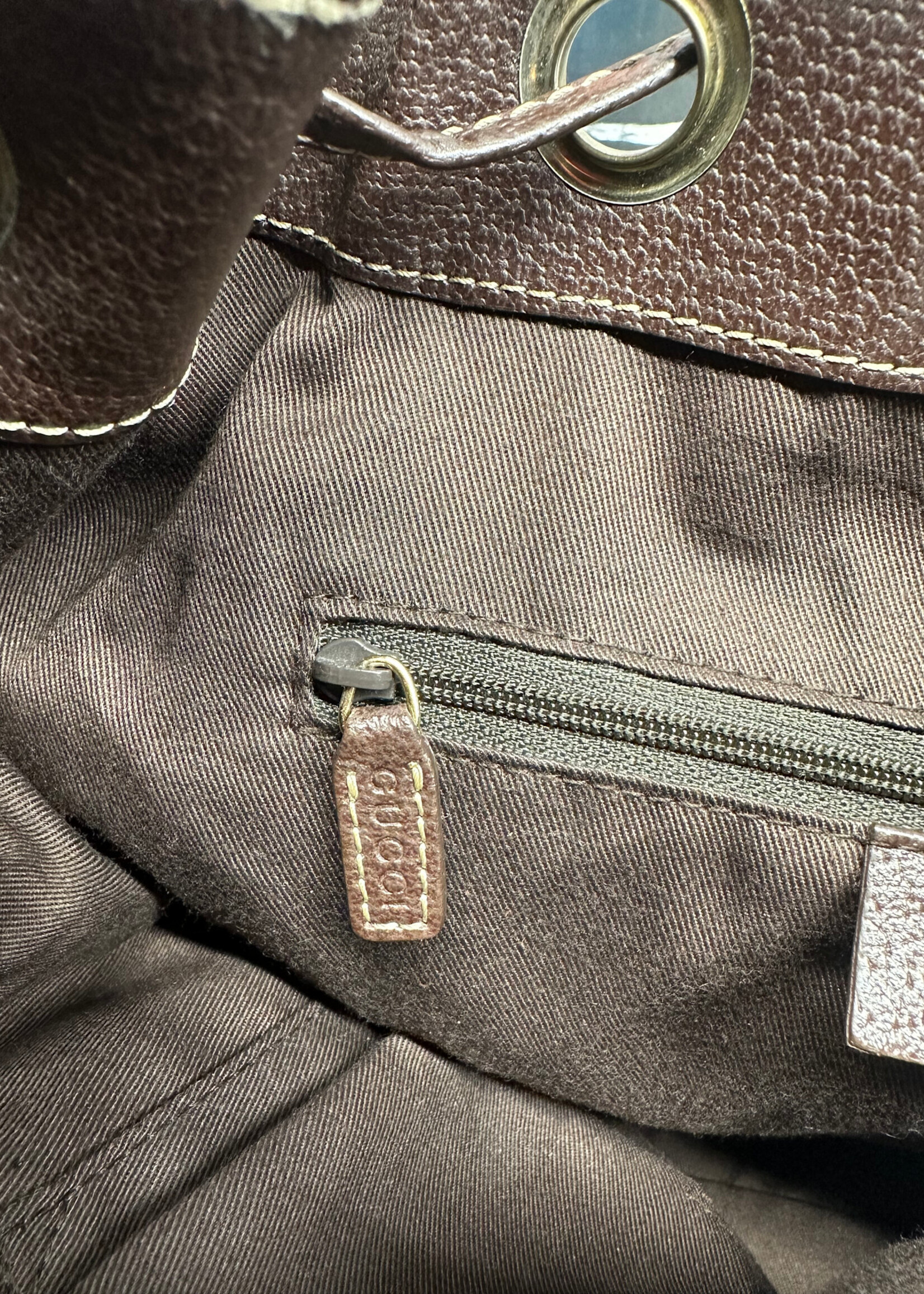 Gucci Monogram Leather Trim Backpack