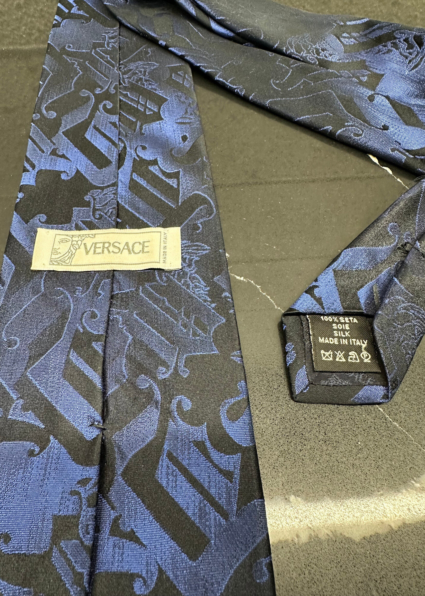 Versace Blue Black Tie