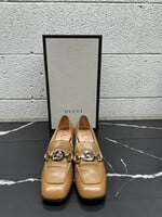 Gucci Beige GG Heels 37/7  AS IS