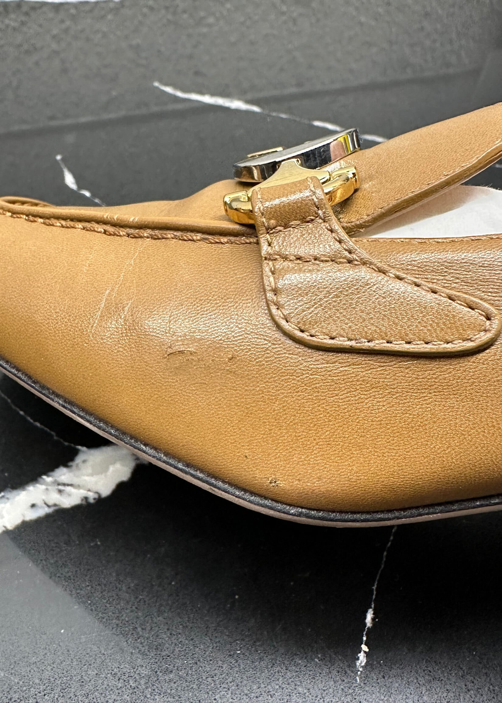 Gucci Beige GG Heels 37/7  AS IS