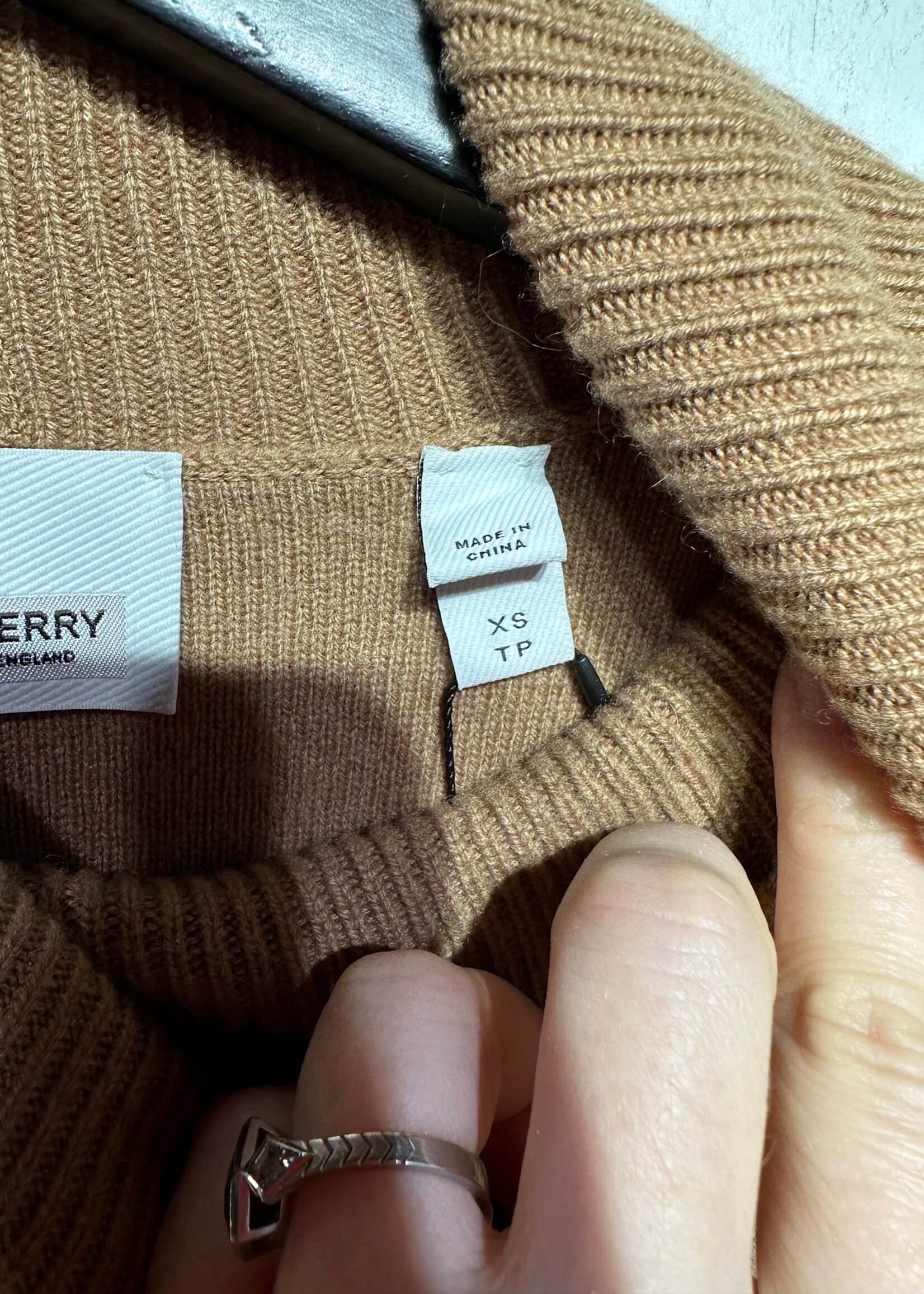 Burberry Beige Cashmere Mock Neck Sweater XS