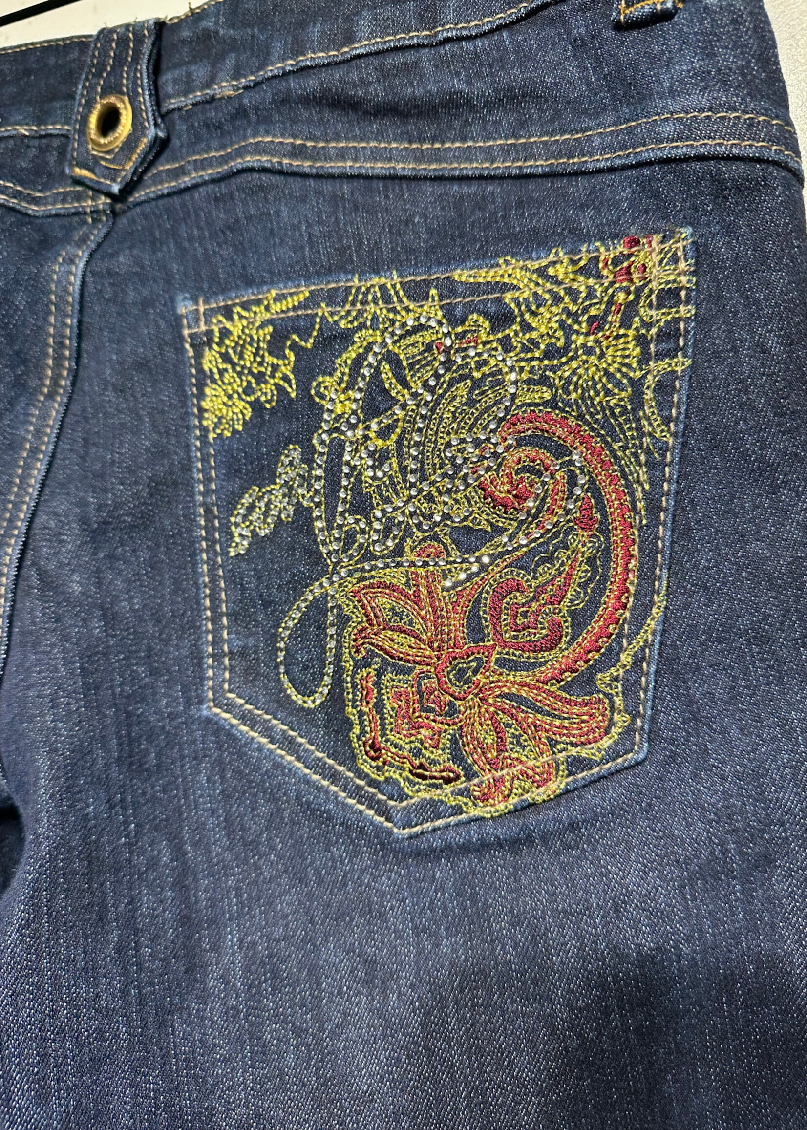 Southpole Dark Wash Rhinestone Pocket Jeans Fem 30