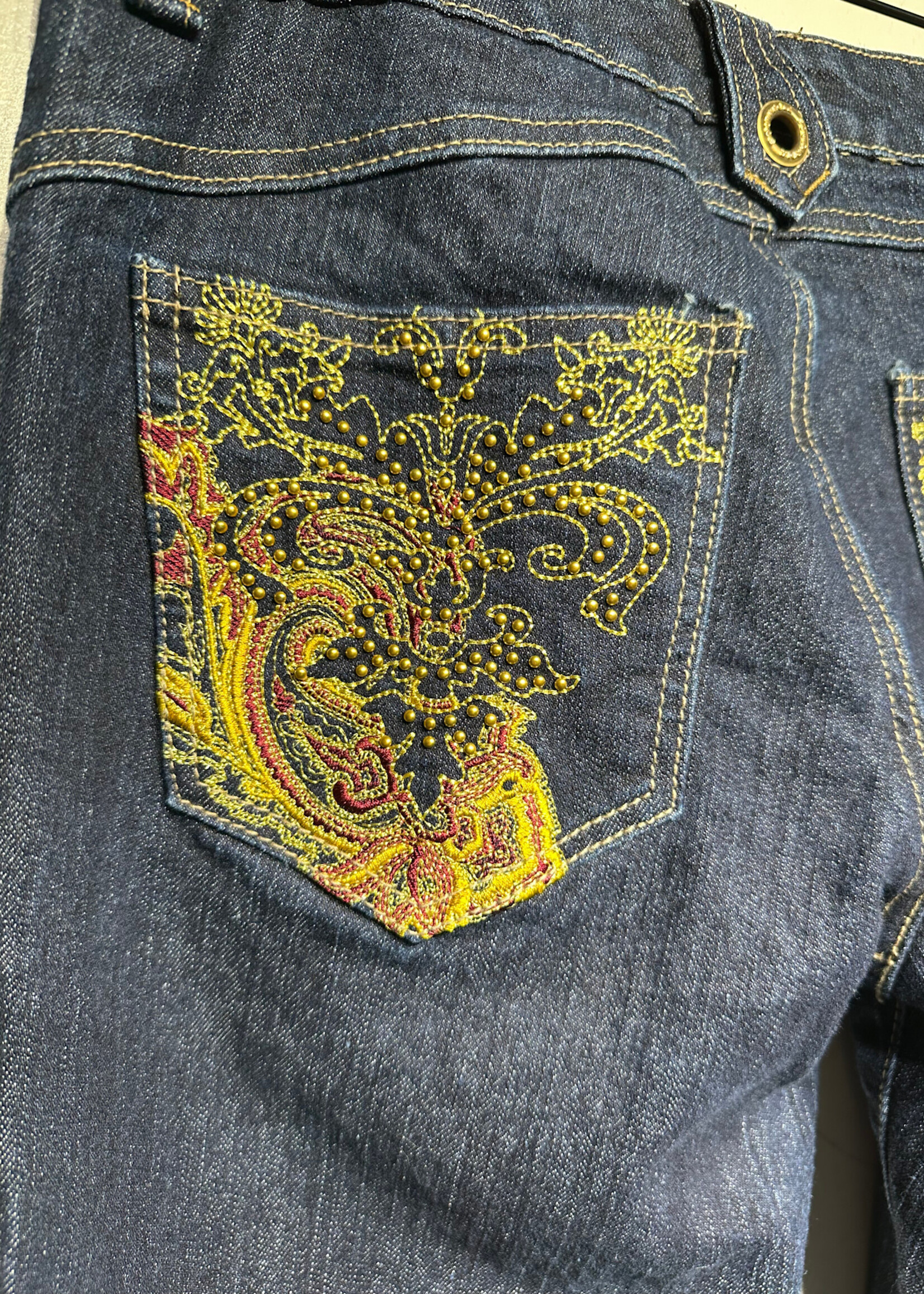 Southpole Dark Wash Rhinestone Pocket Jeans Fem 30