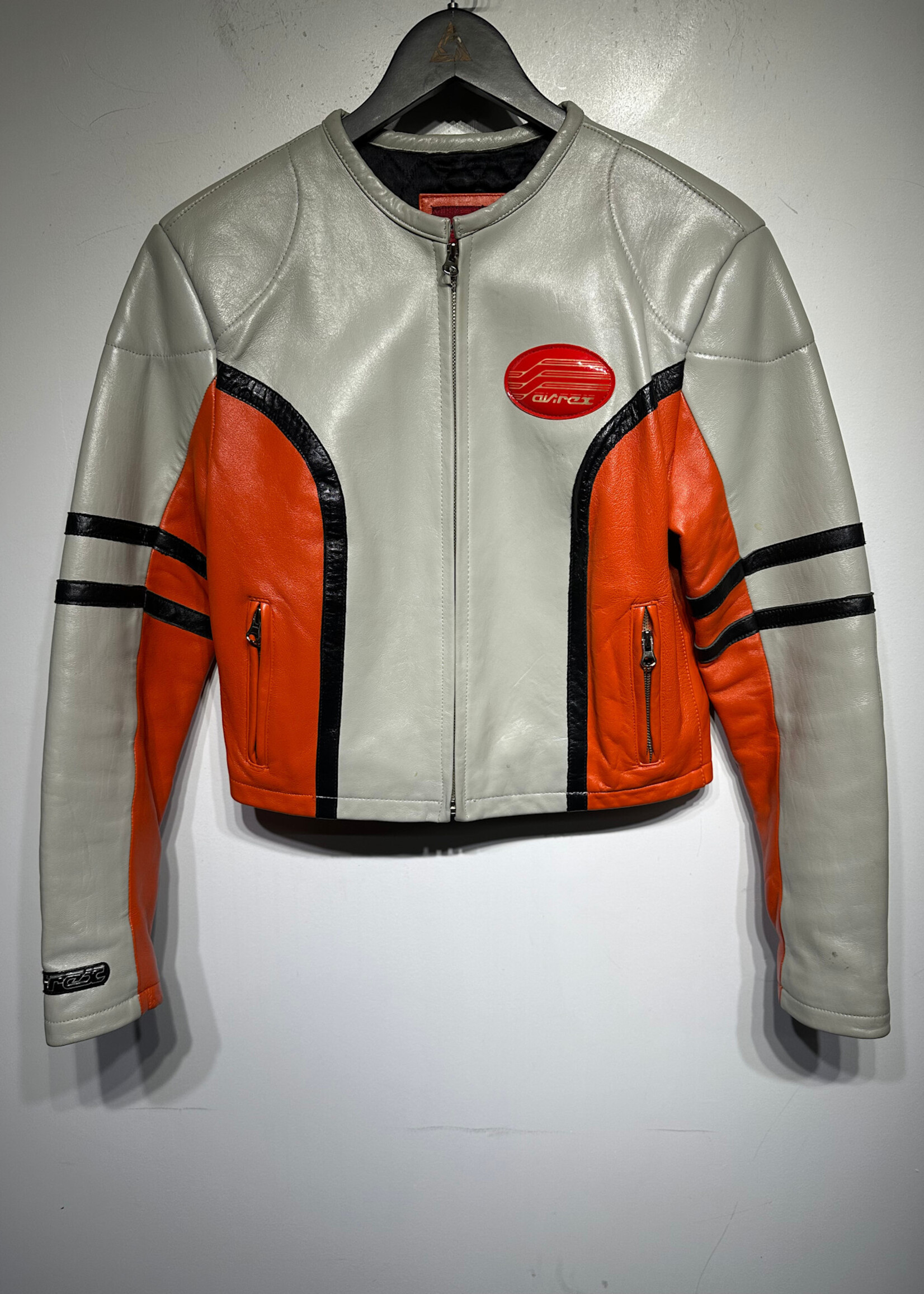 Avirex Vintage Orange Moto Jacket Fem M