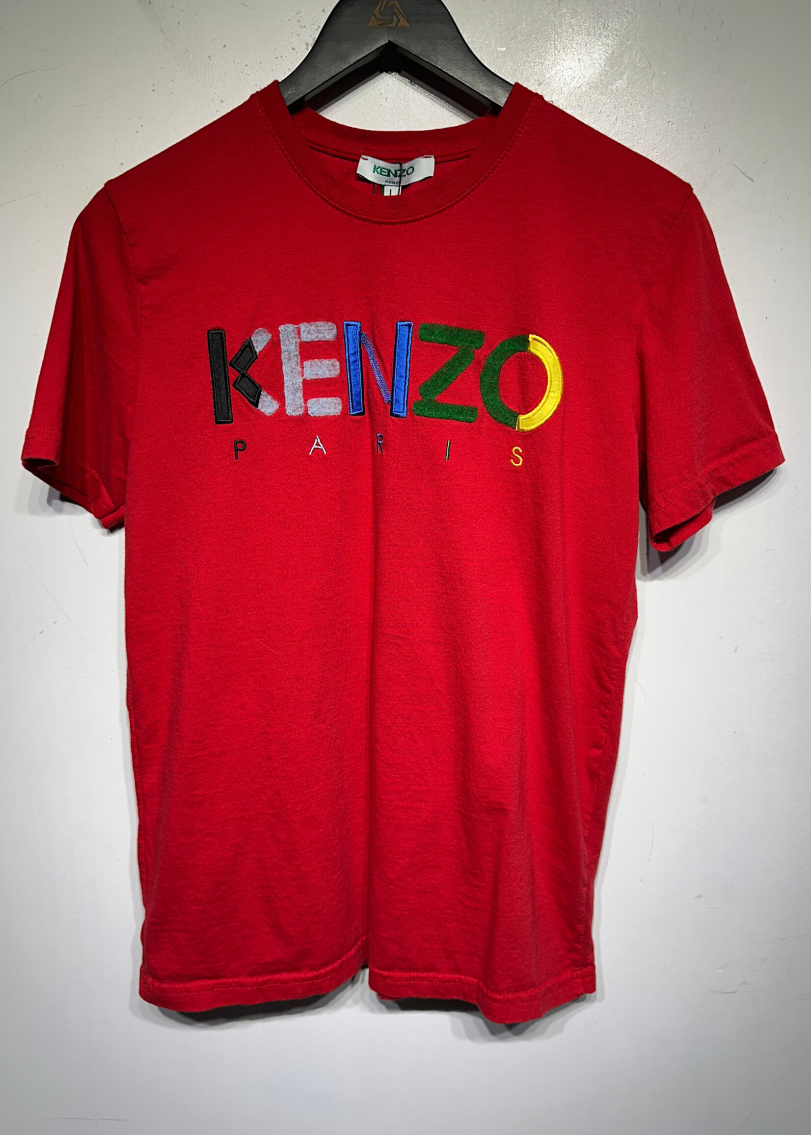 Kenzo Red Multicolor Logo Tee Fem L