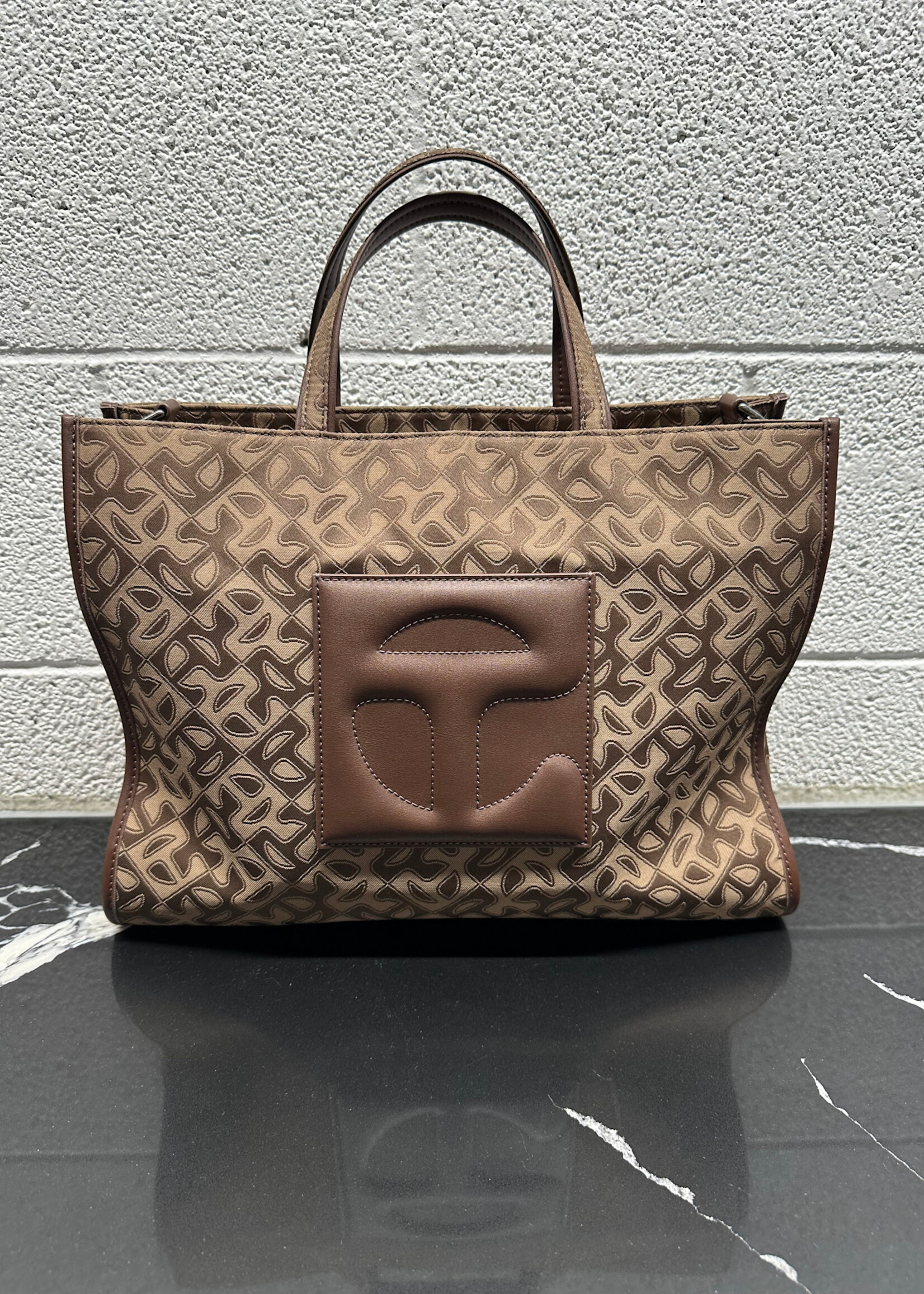 Telfar Jacquard Brown Medium Shopper