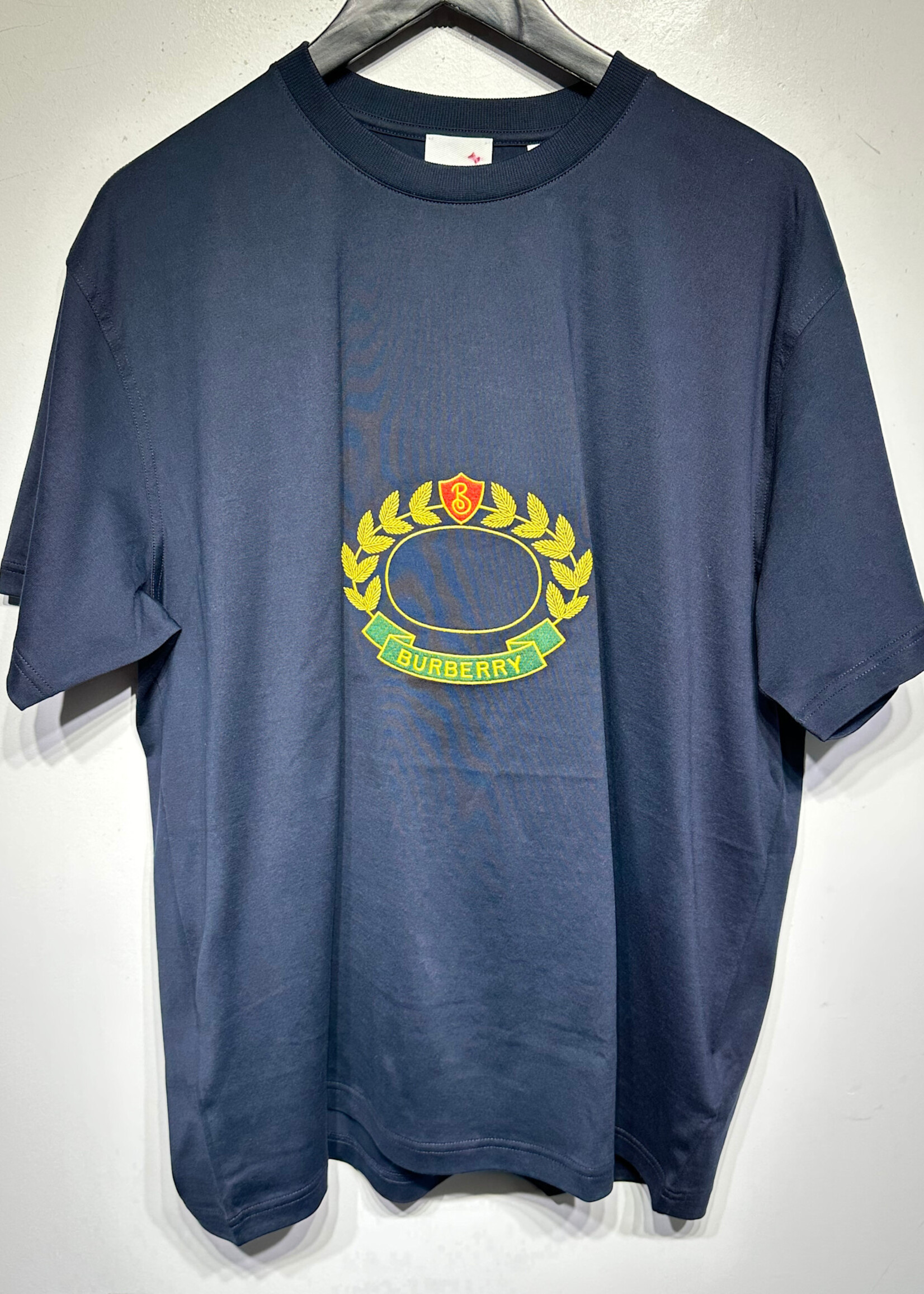 Burberry NWT Navy Leaf Embroidered Tee M