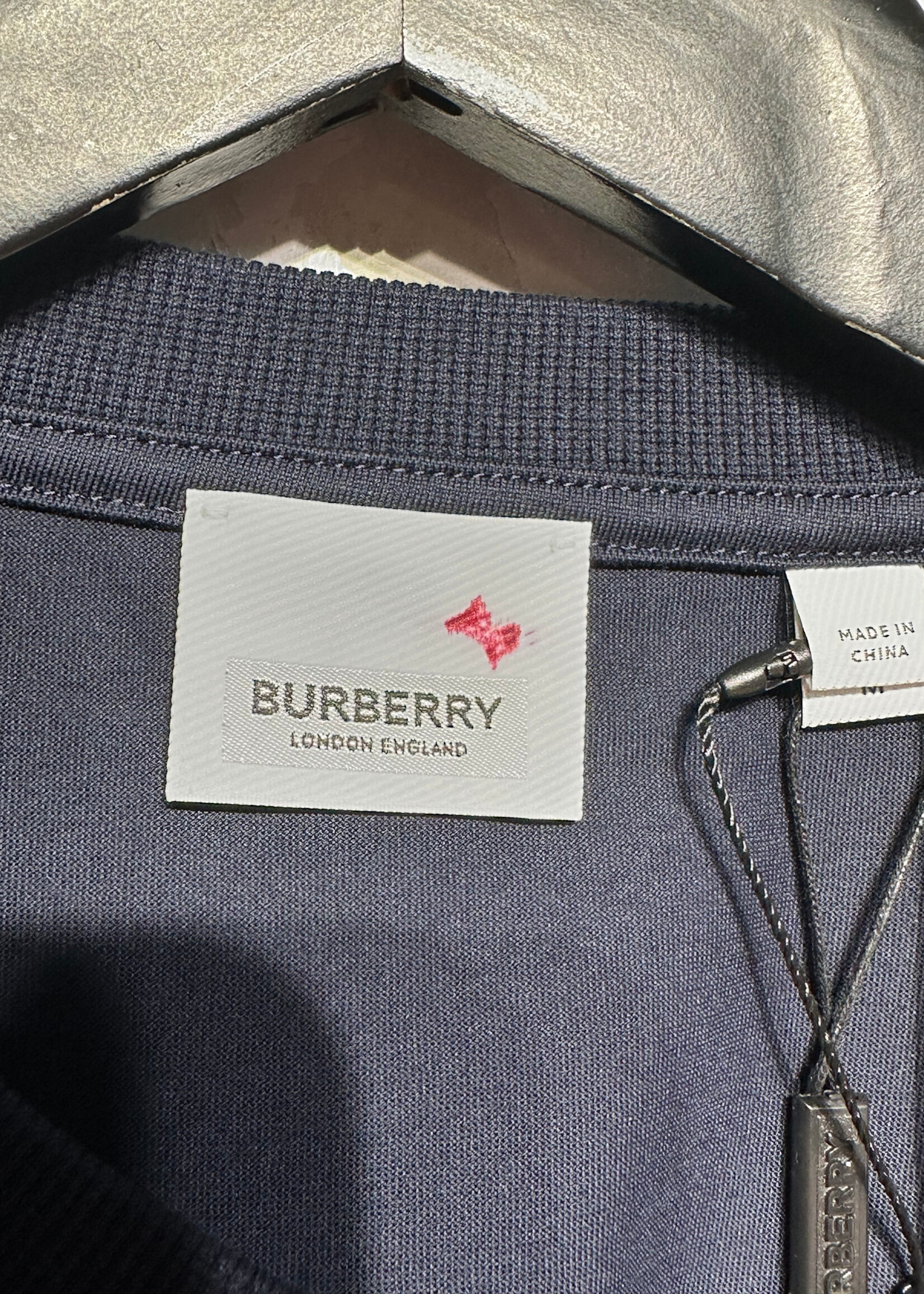 Burberry NWT Navy Leaf Embroidered Tee M