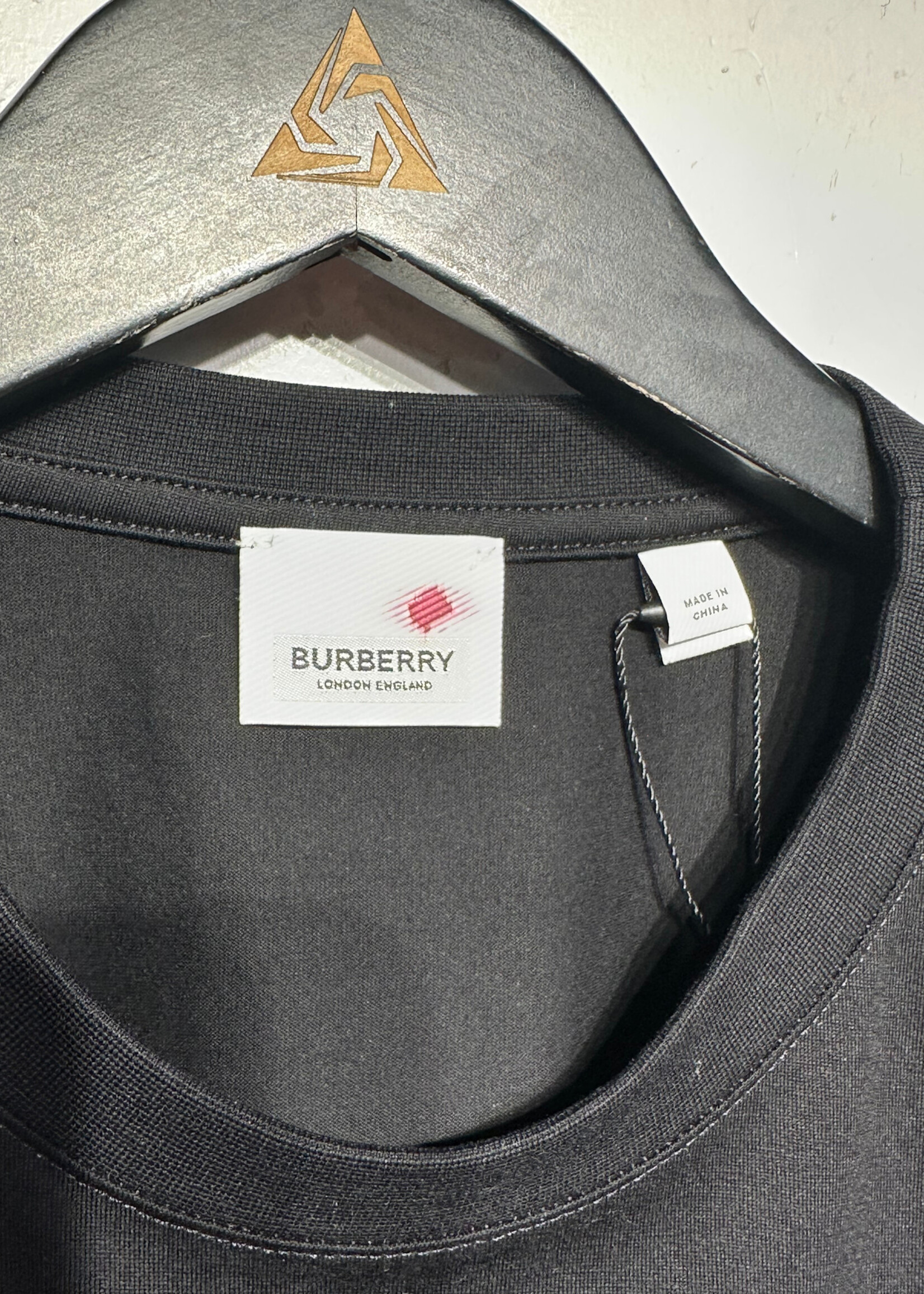 Burberry Black Green Plaid Pocket Tee M
