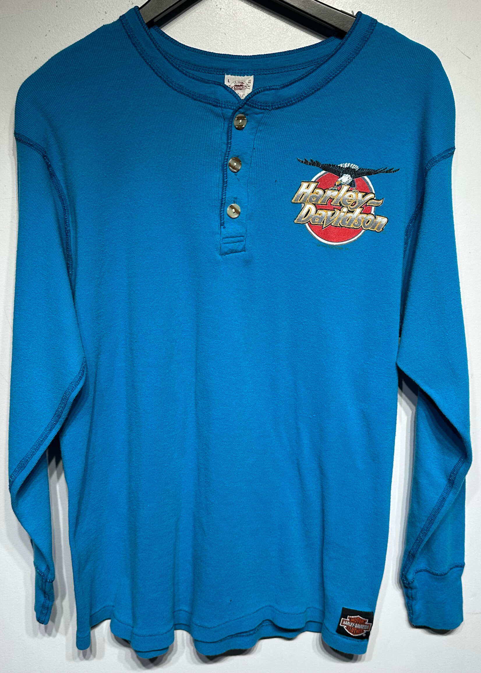 Harley Vintage Bright Blue Henley L