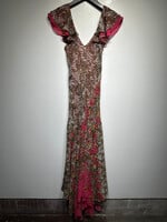 L'Pogee Floral Cheetah Print Asymmetrical Dress M