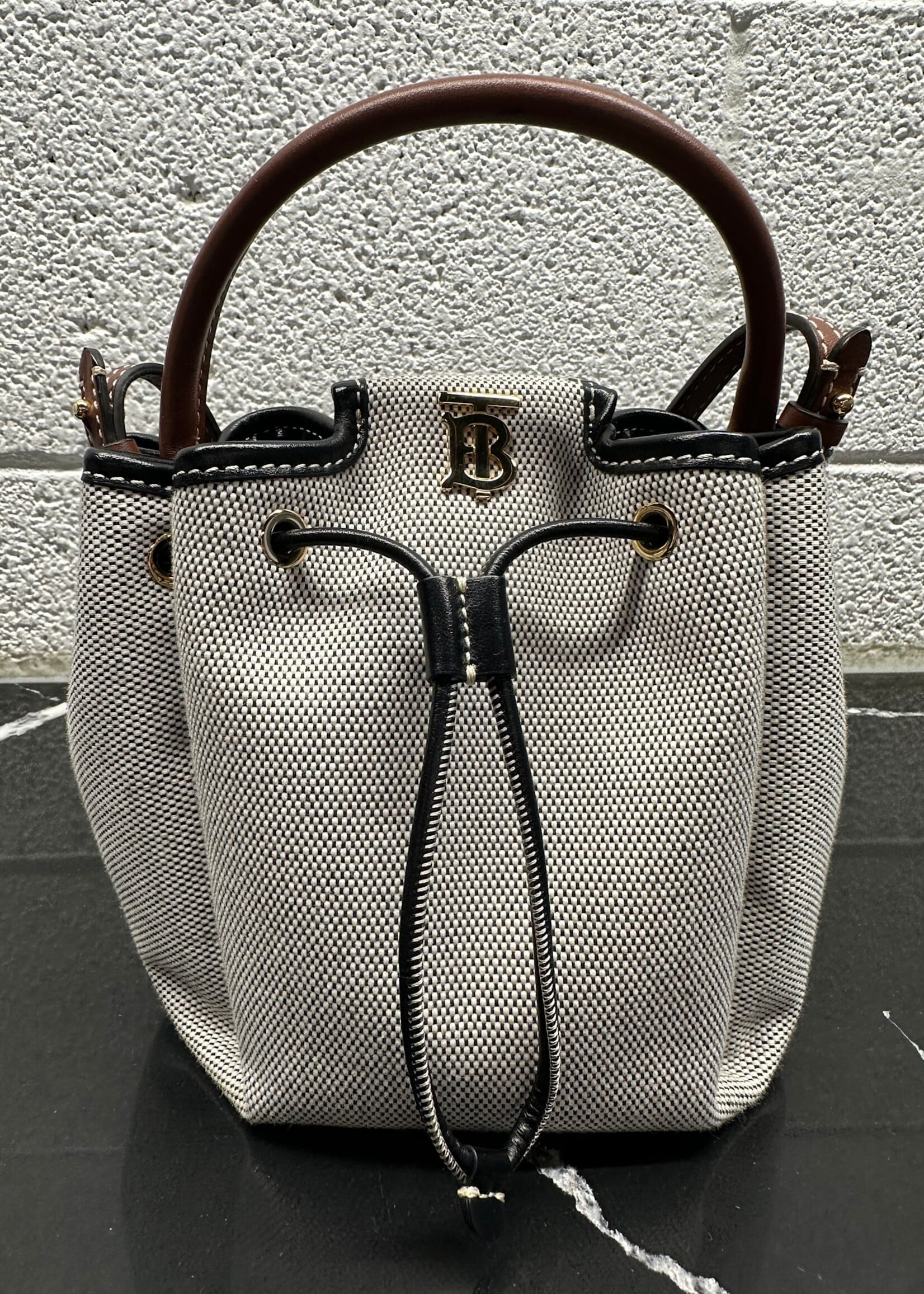 Burberry TB Drawstring Mini Bucket Bag