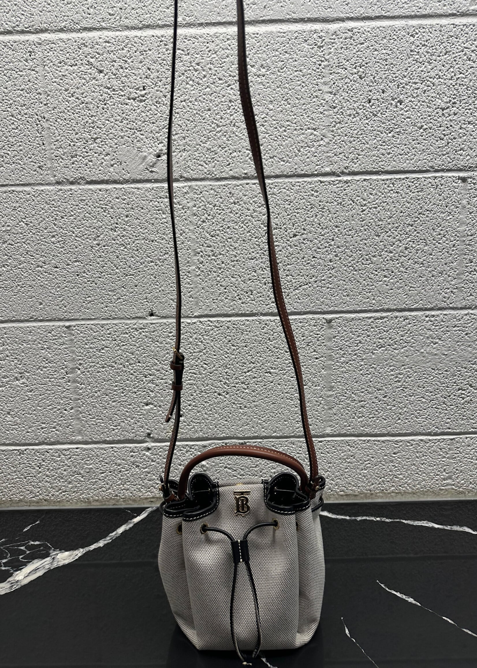 Burberry TB Drawstring Mini Bucket Bag