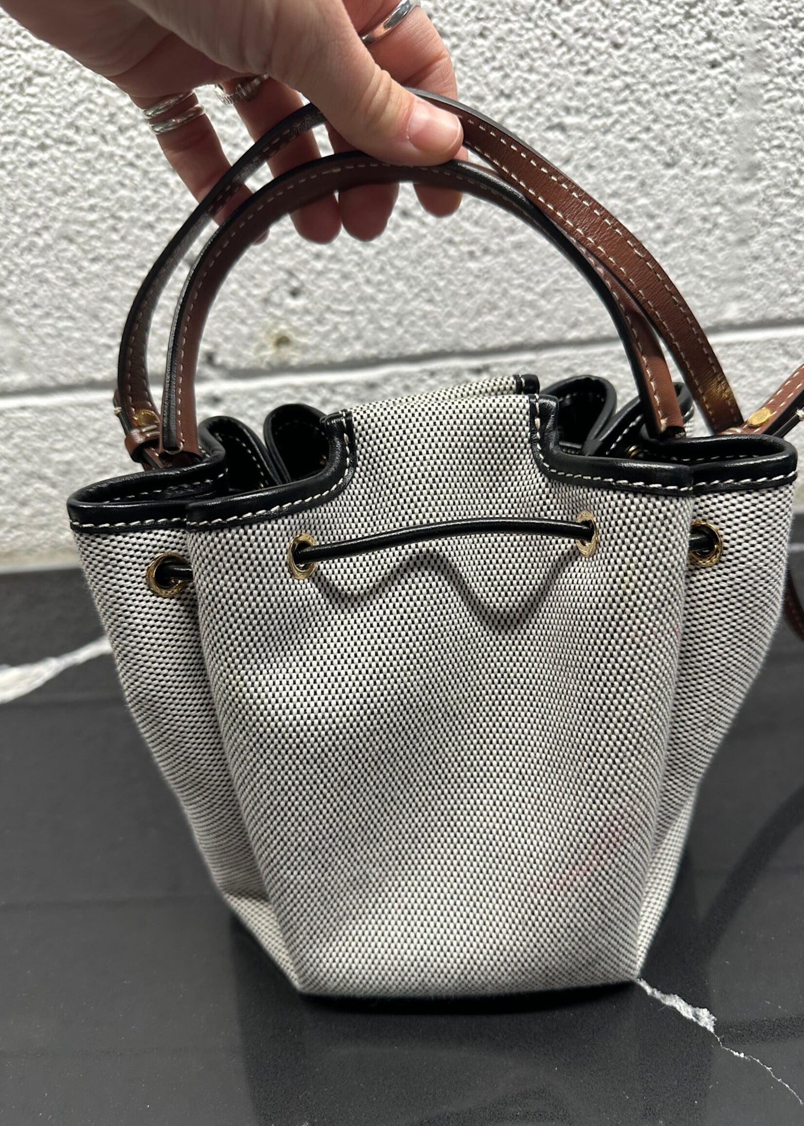Burberry TB Drawstring Mini Bucket Bag