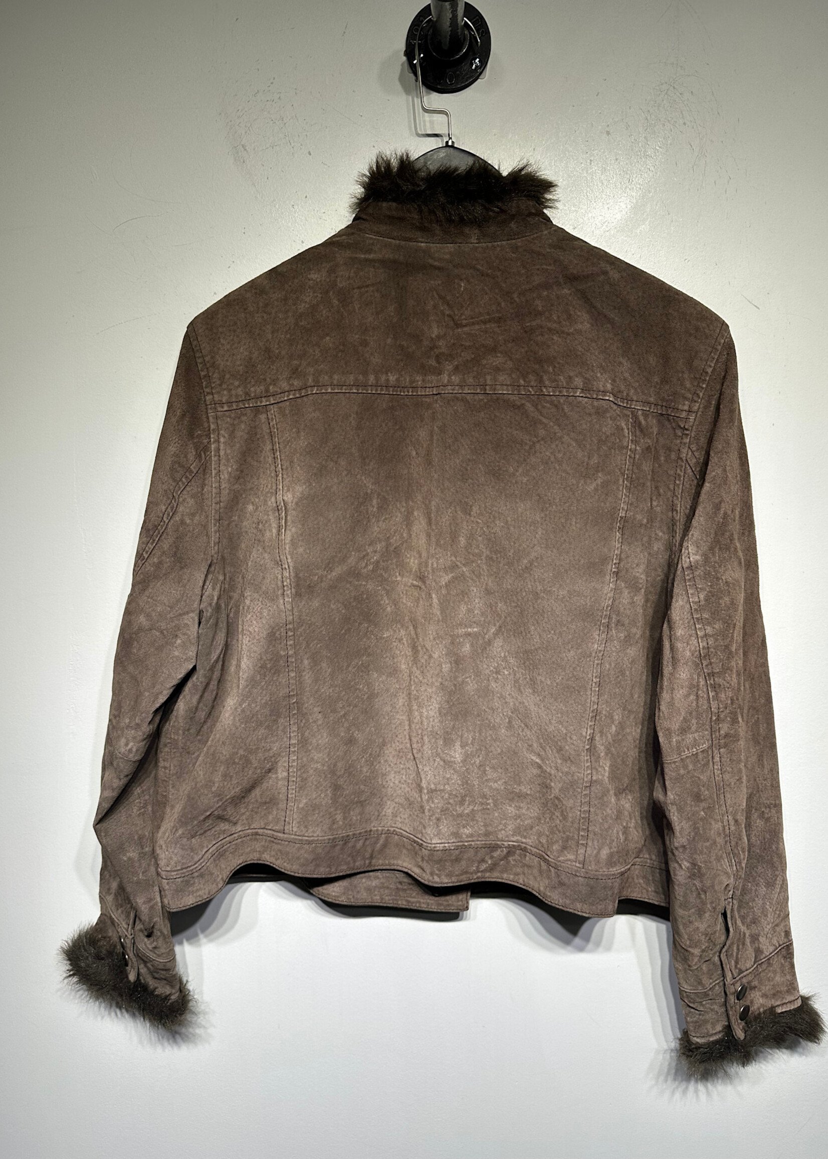 Coldwater Creek Brown Suede Fur Trim Jacket XL