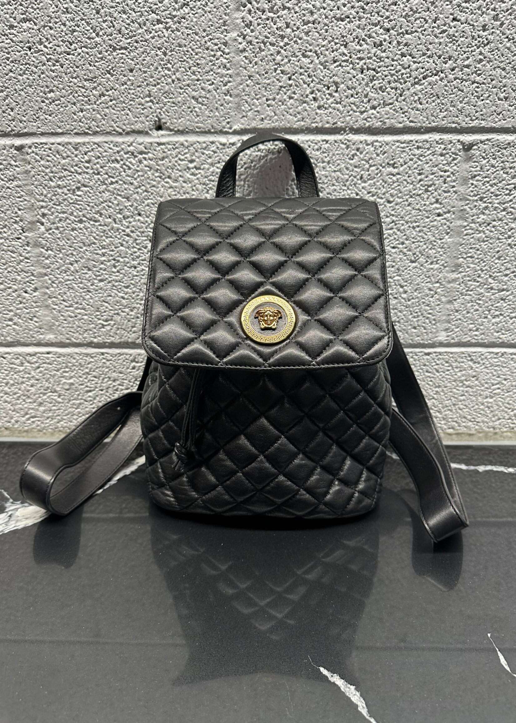 Versace Quilted Calfskin Leather Backpack