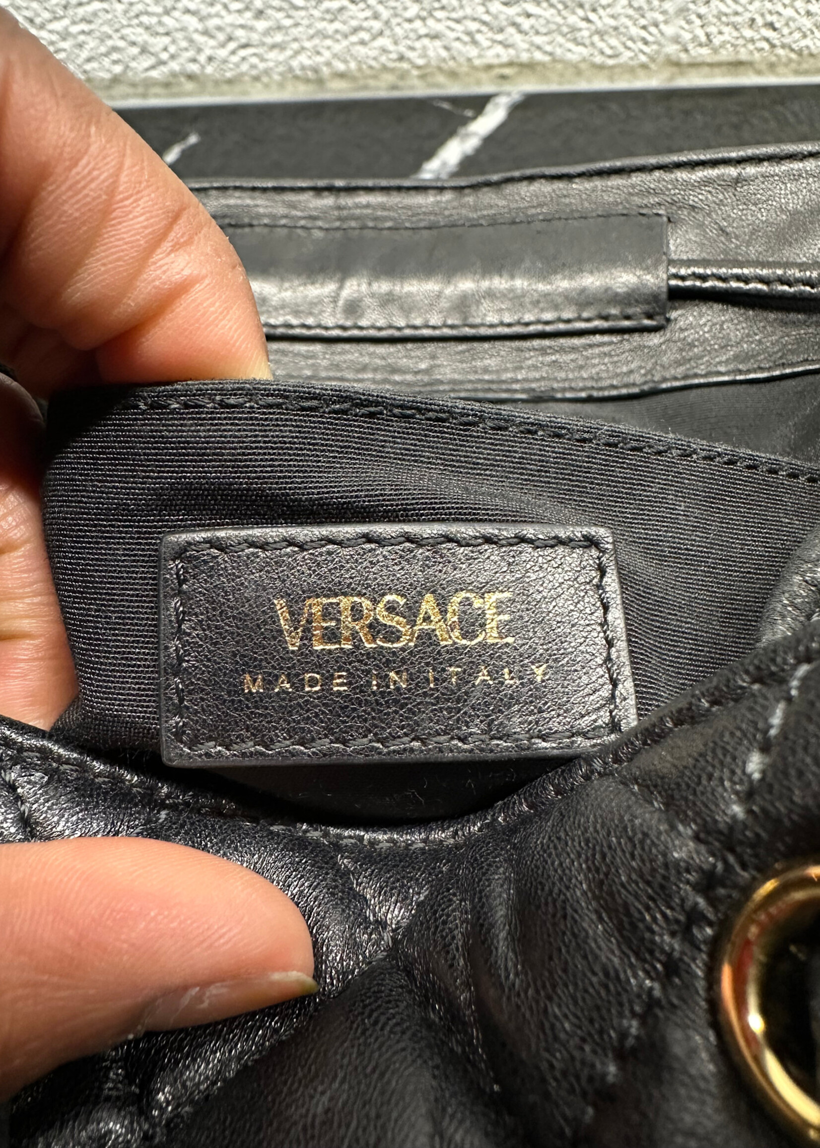 Versace Quilted Calfskin Leather Backpack