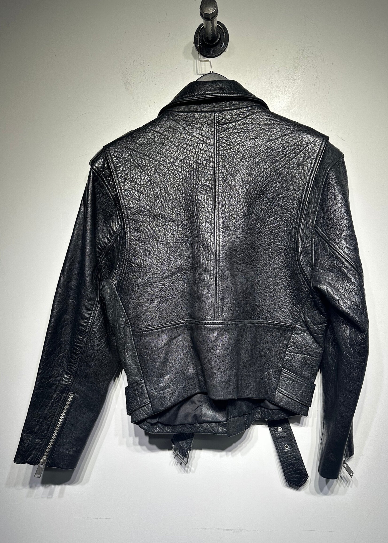 Zara Black Leather Biker Jacket Masc M