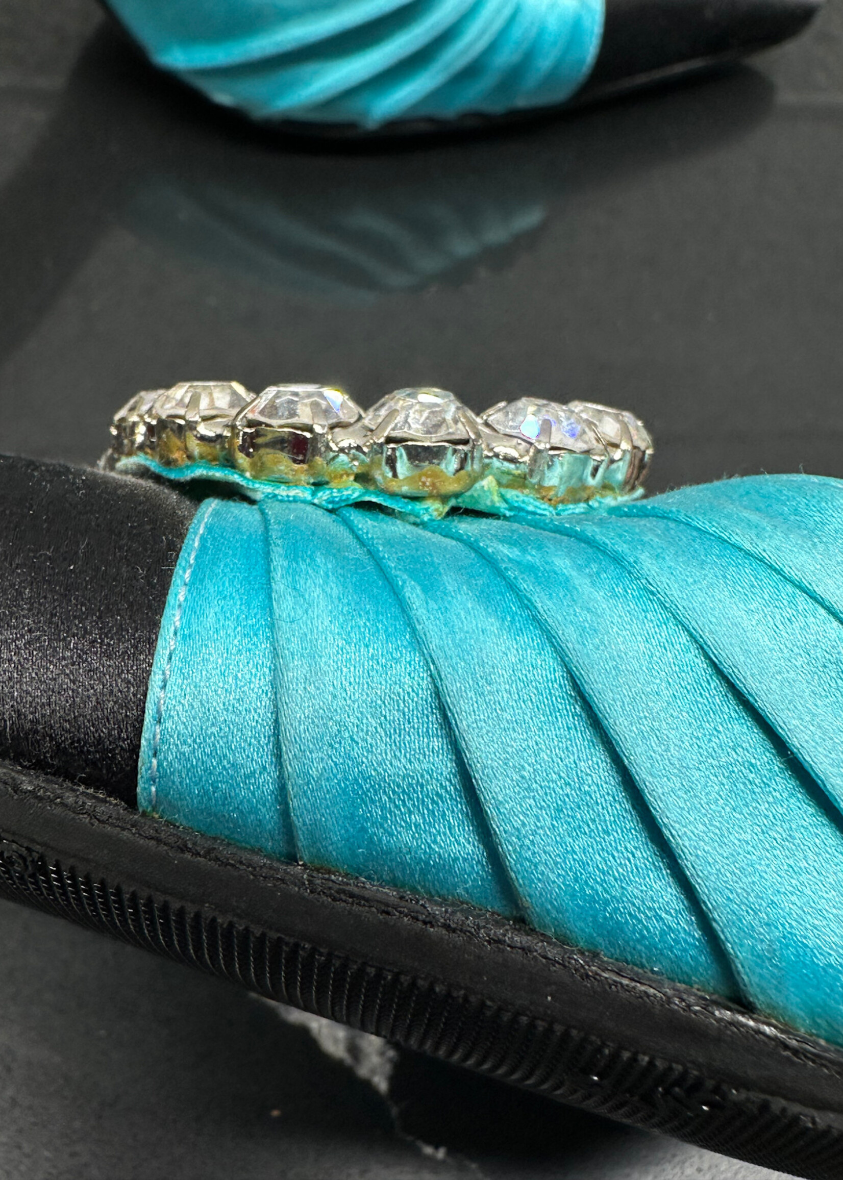 Manolo Blahnik Teal Black Rhinestone Pumps 38/7.5