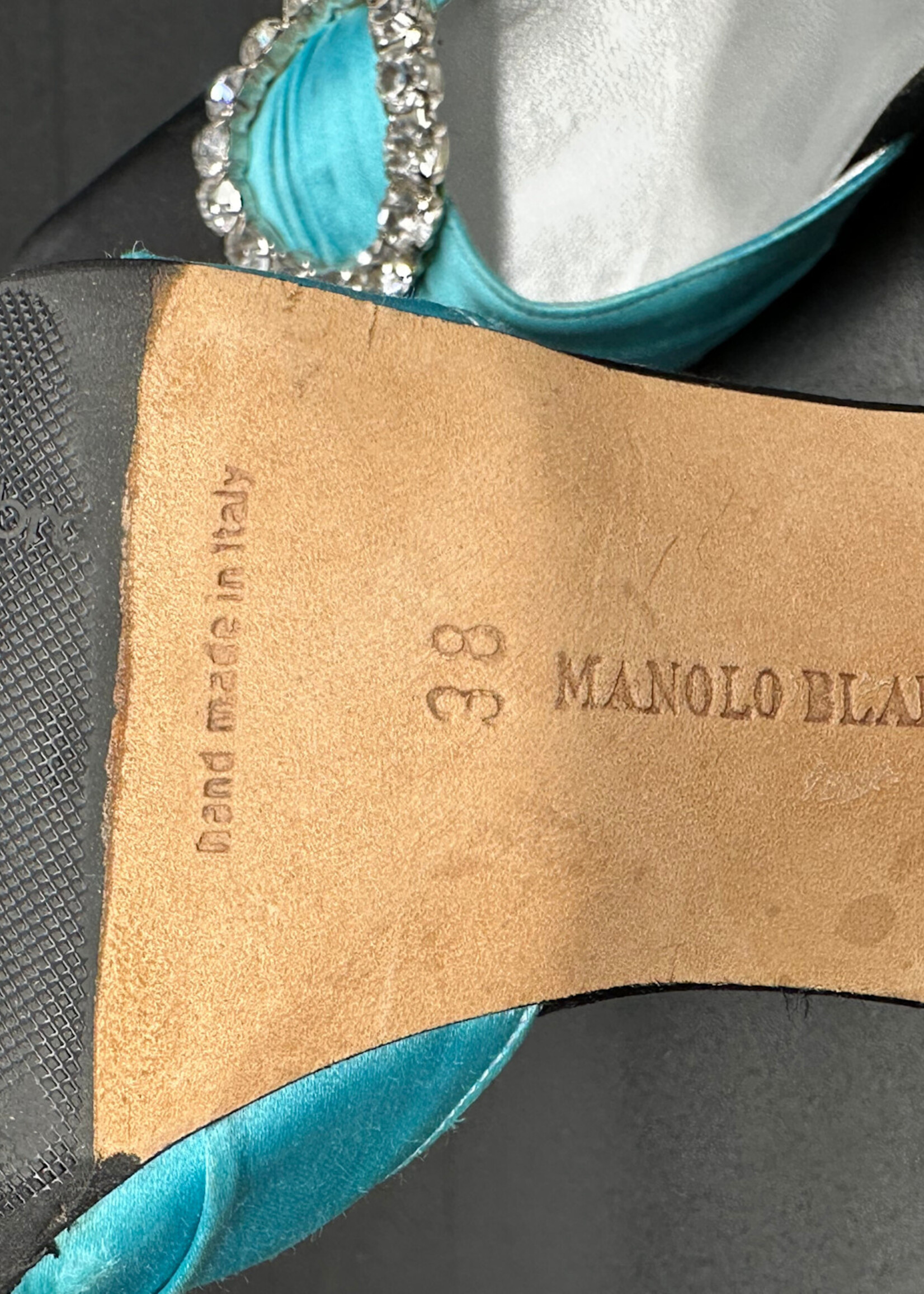 Manolo Blahnik Teal Black Rhinestone Pumps 38/7.5