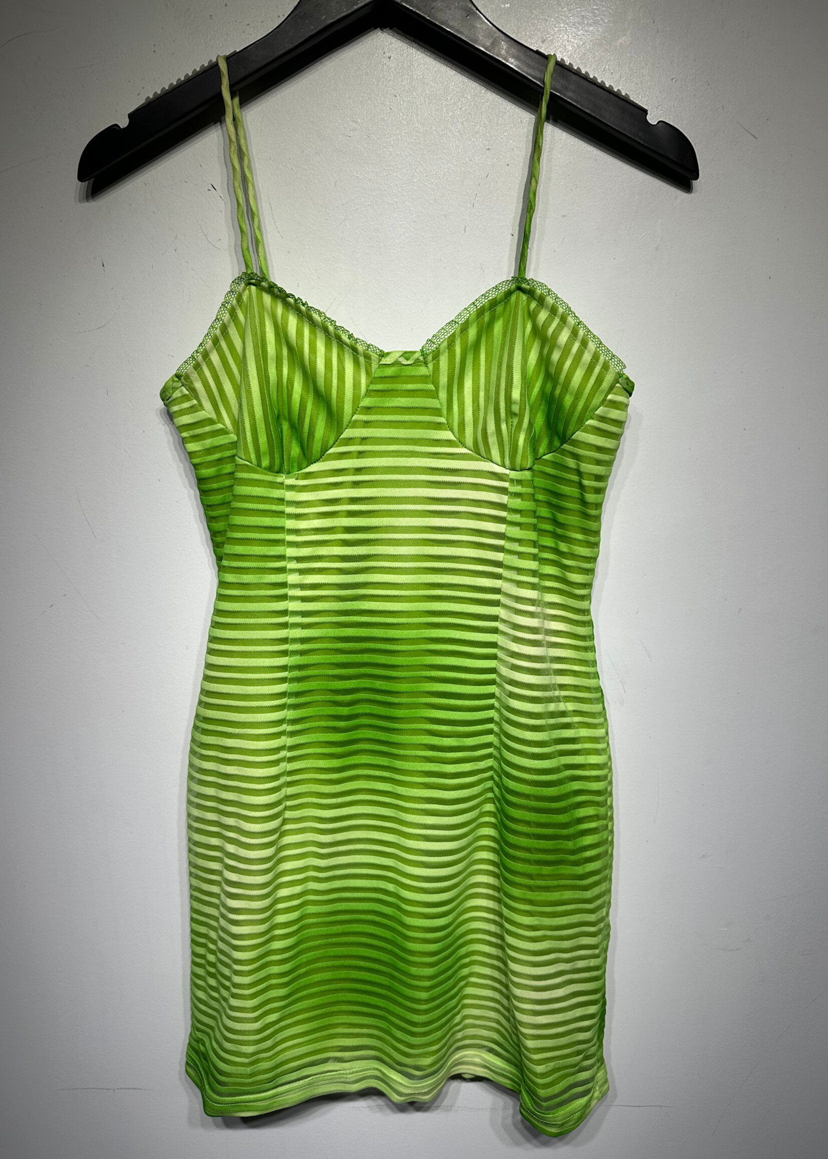 Frutila Vintage Green Striped Dress M