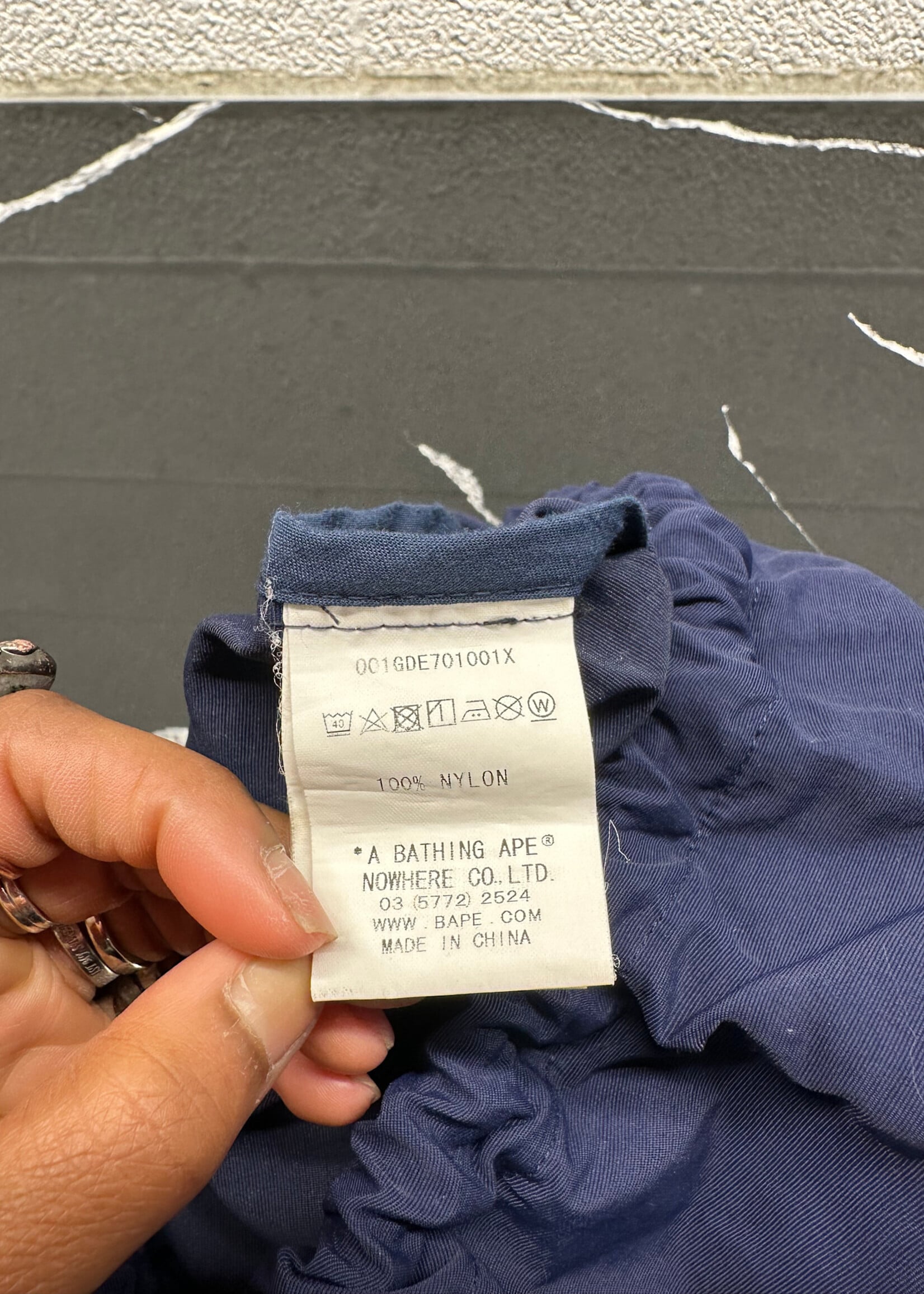 Bape Navy Blue Drawstring Bag