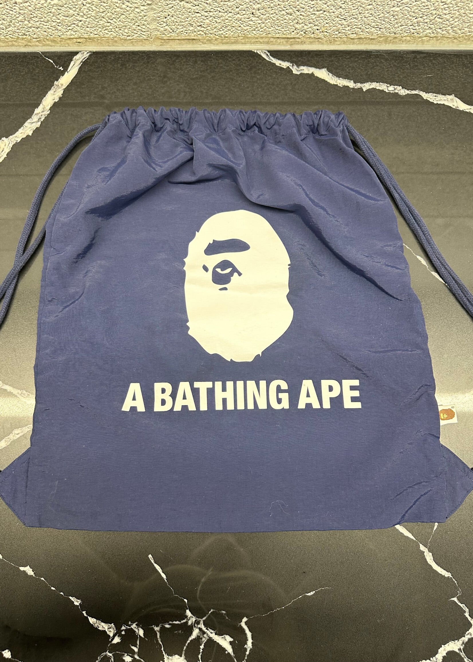 Bape Navy Blue Drawstring Bag