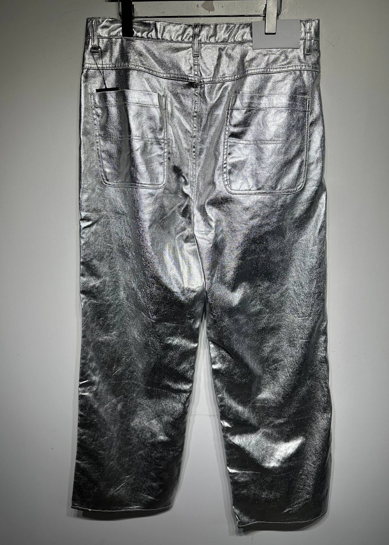 Pleasures Silver Foil Baggy Pants Unisex 36