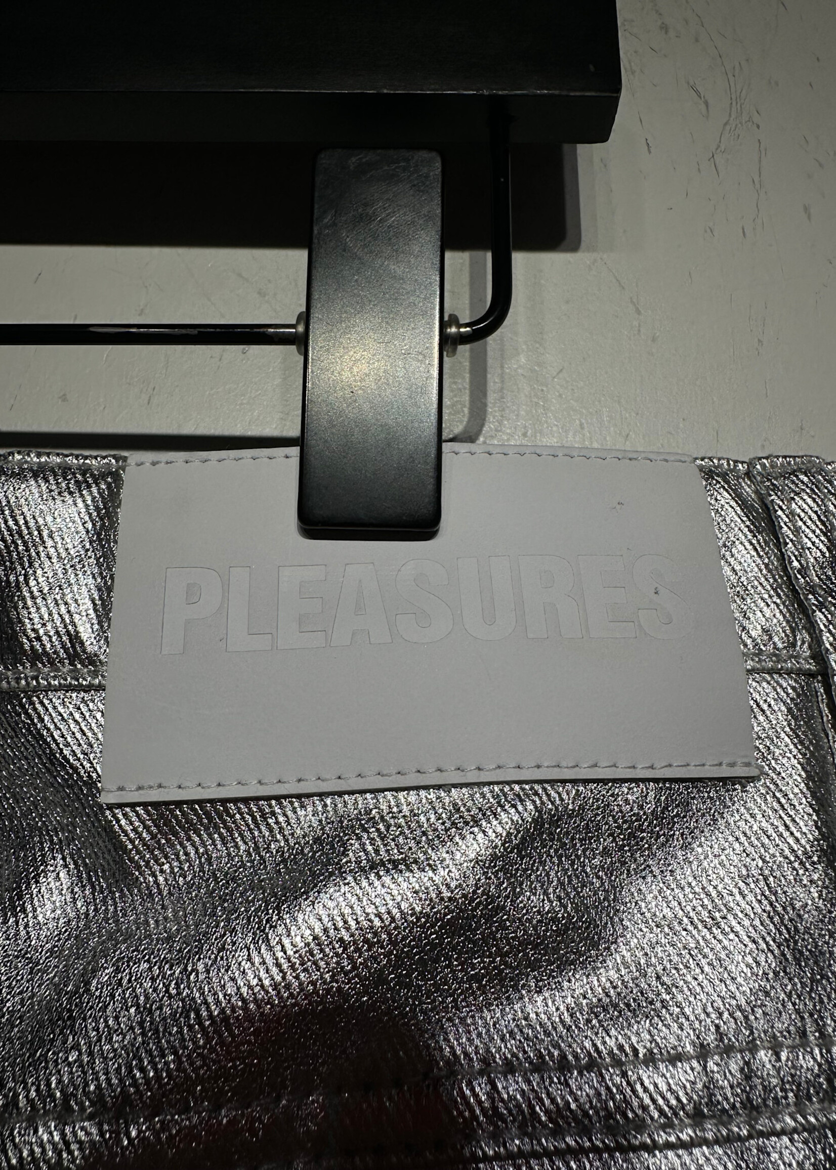Pleasures Silver Foil Baggy Pants Unisex 36