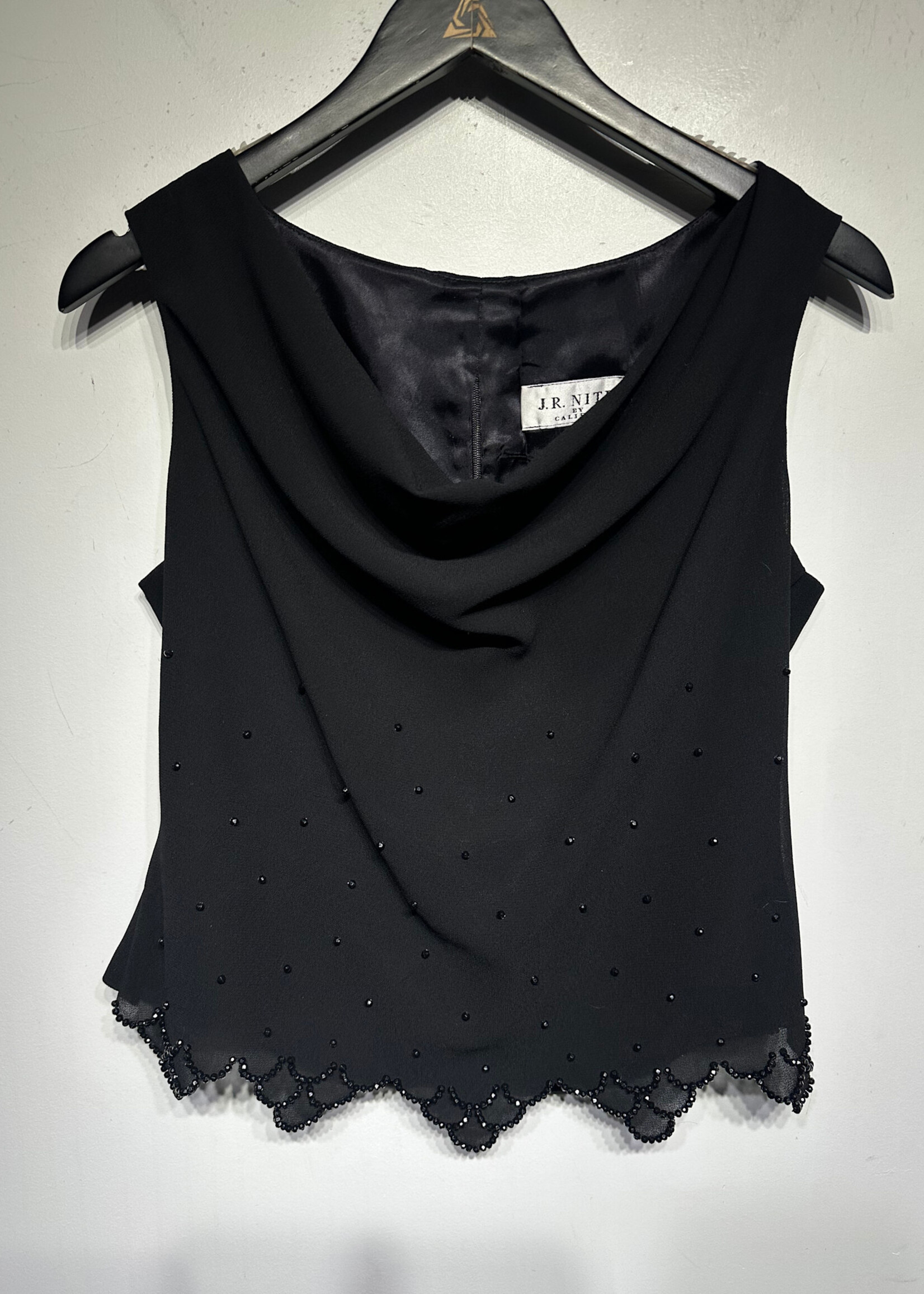 JR Nites Studded Black Cowel Neck Tank L