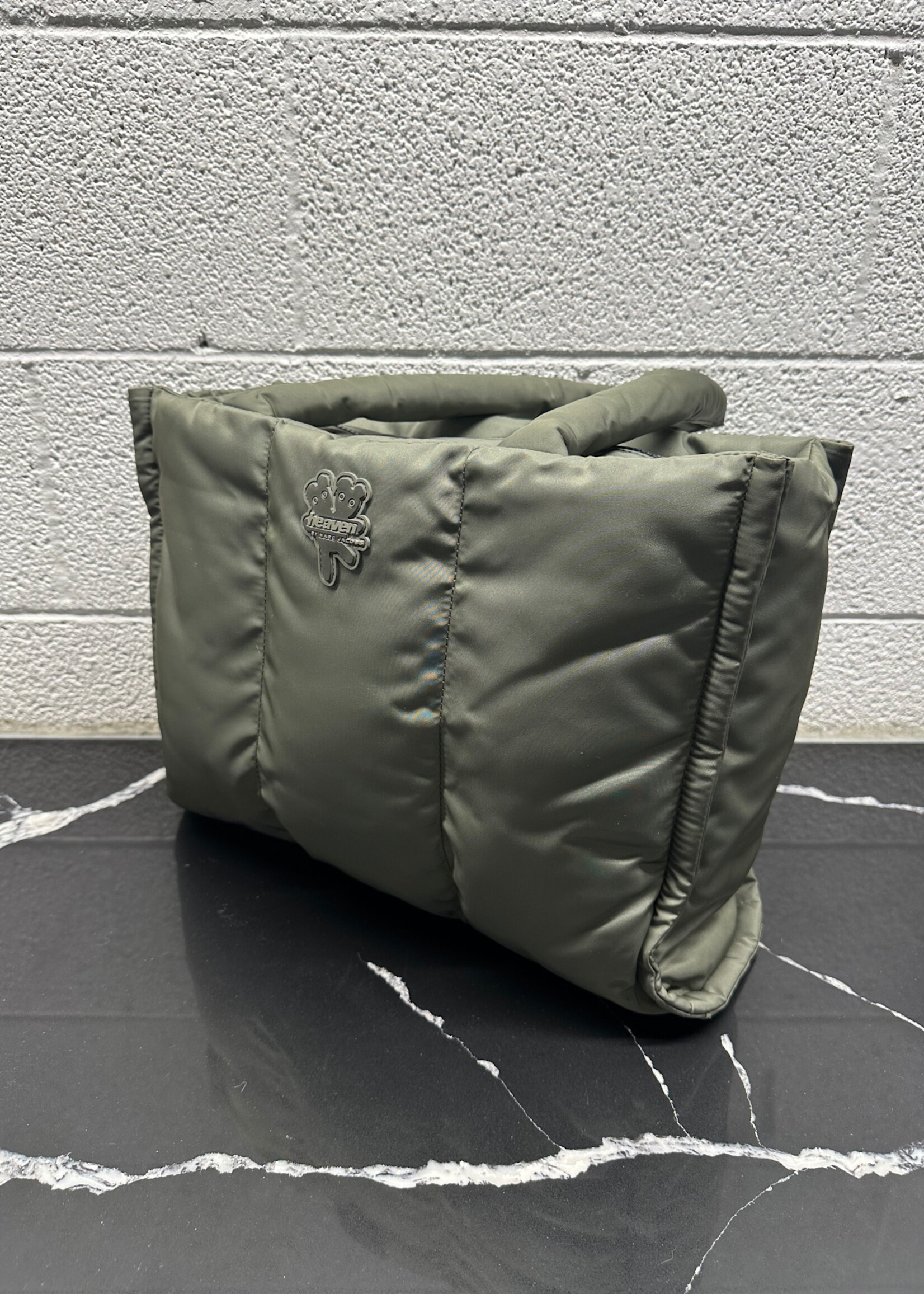 Heaven Olive Green Nylon Puffer Tote