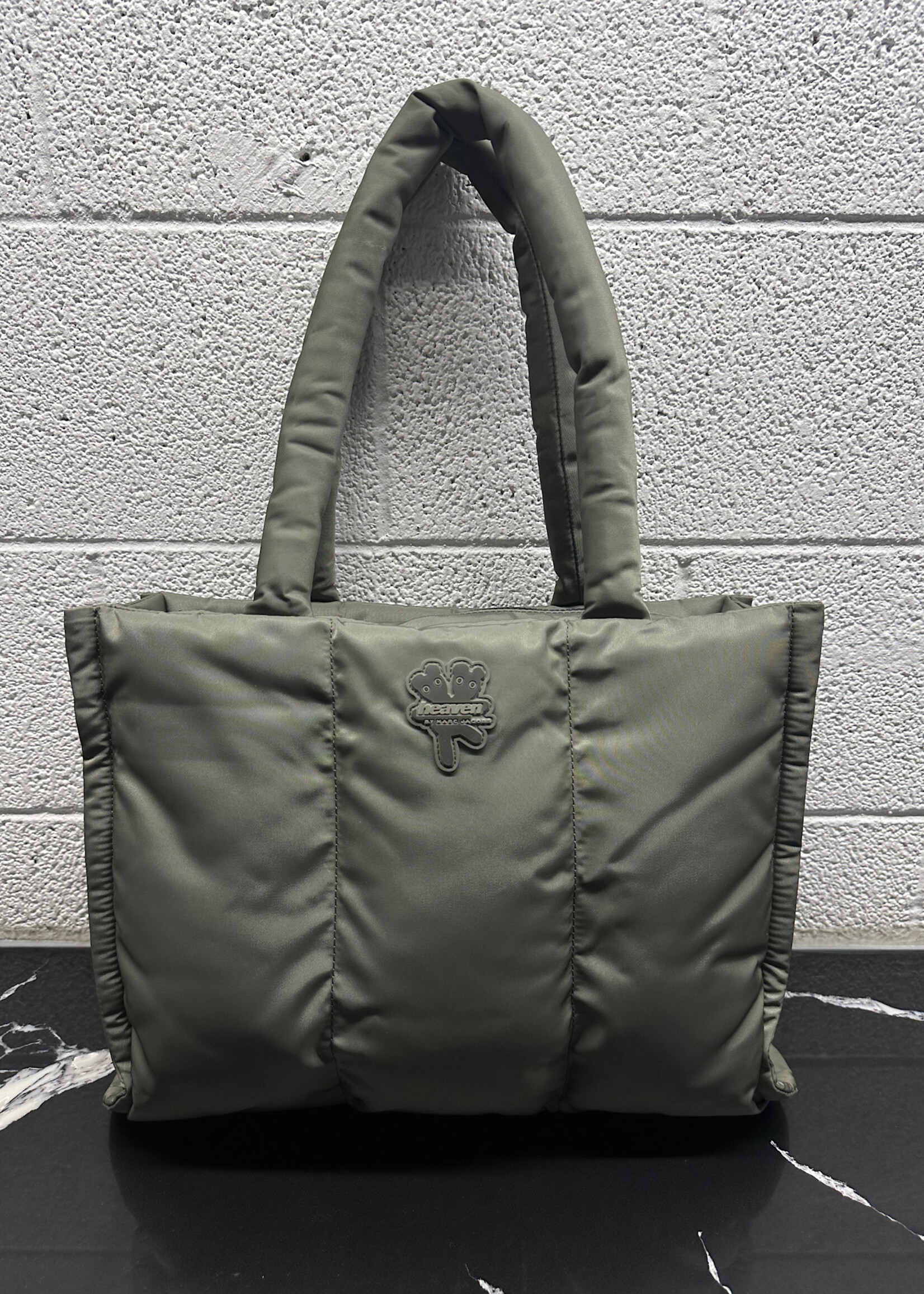 Heaven Olive Green Nylon Puffer Tote