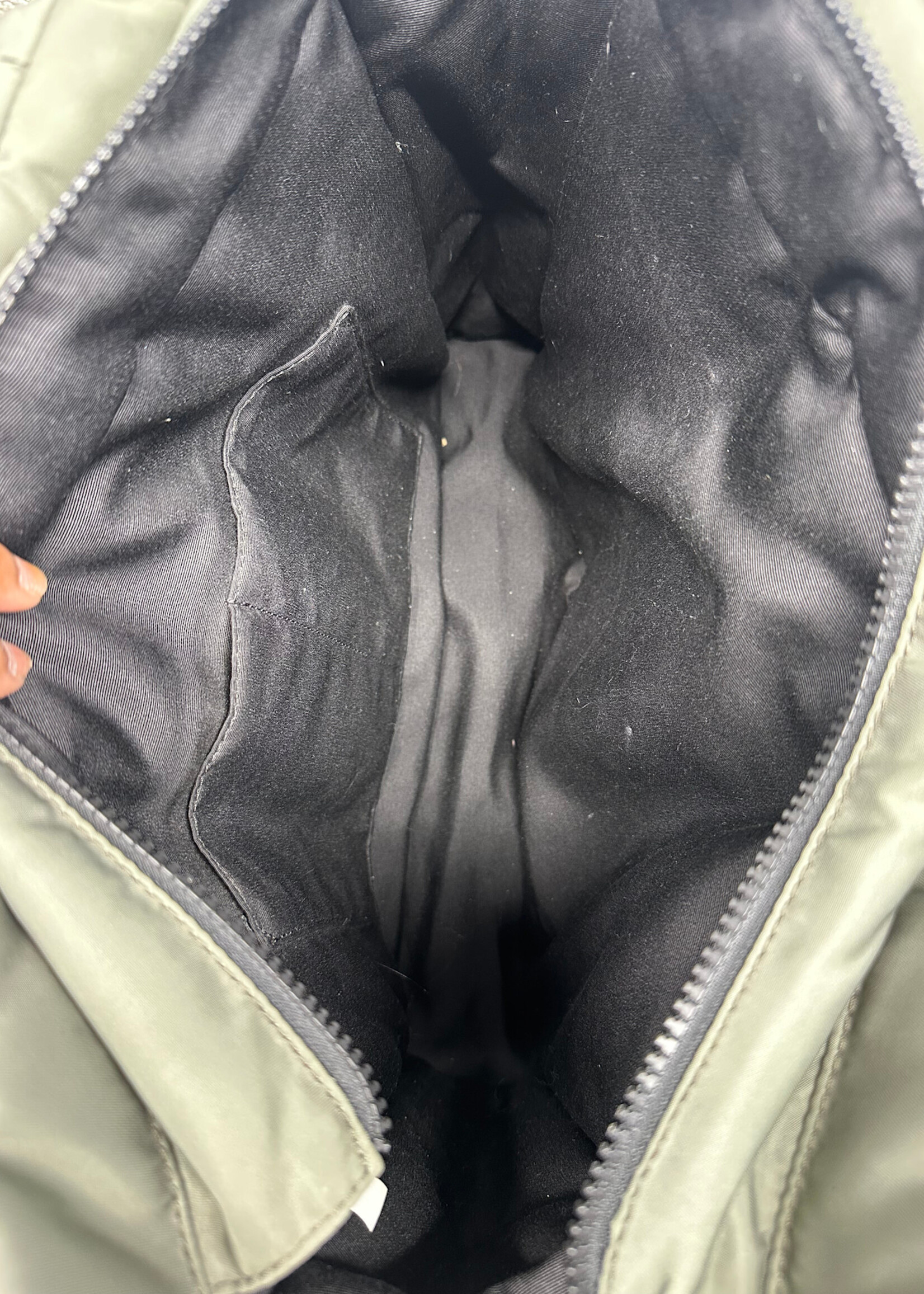 Heaven Olive Green Nylon Puffer Tote