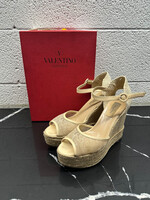 Valentino Beige Floral Wedges 40/9