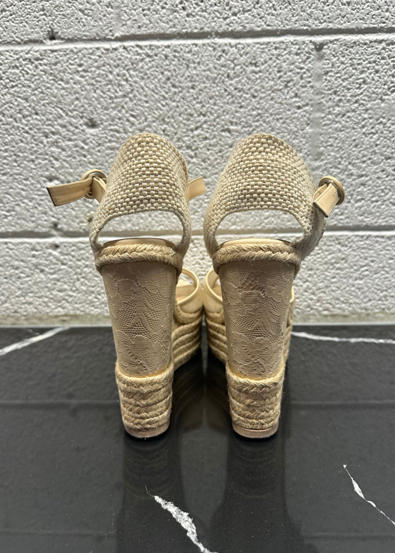 Valentino Beige Floral Wedges 40/9