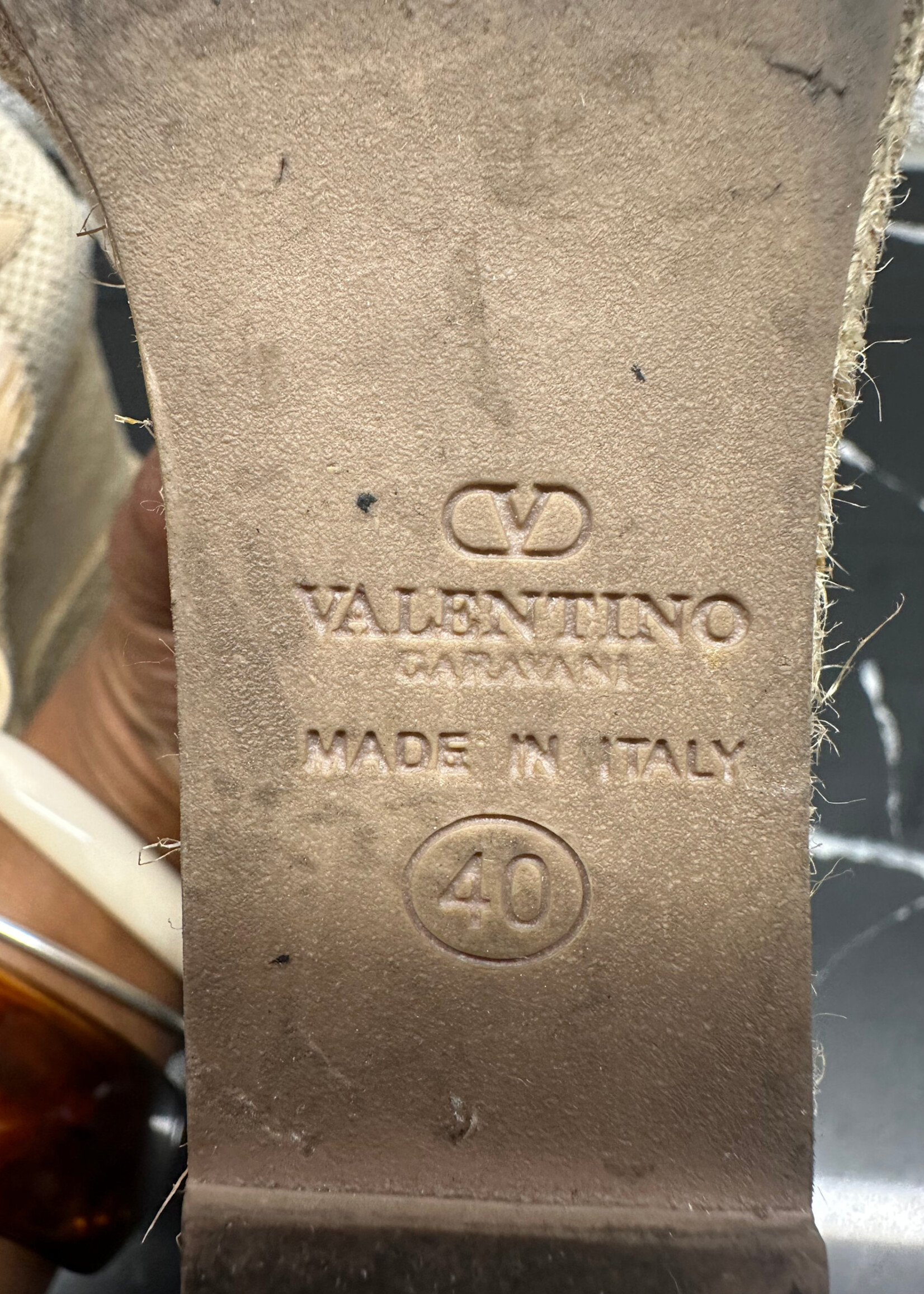 Valentino Beige Floral Wedges 40/9