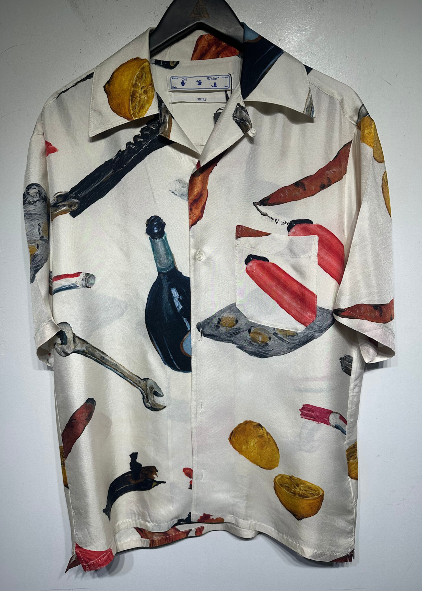 Off-White Printed Silk Oversized Shirt M AS IS