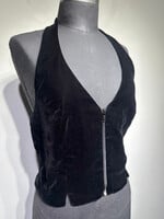 Bebe Y2K Black Velour Halter Top M