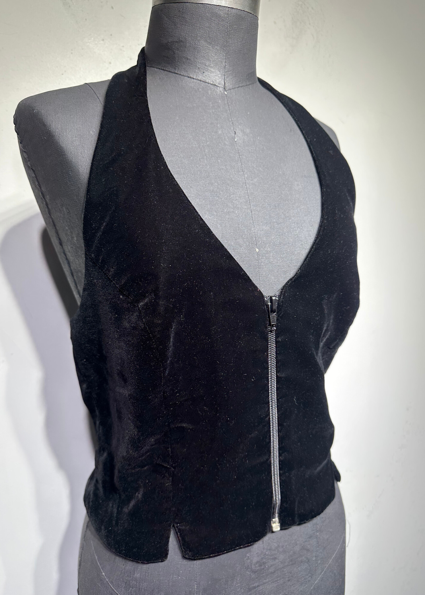 Bebe Y2K Black Velour Halter Top M