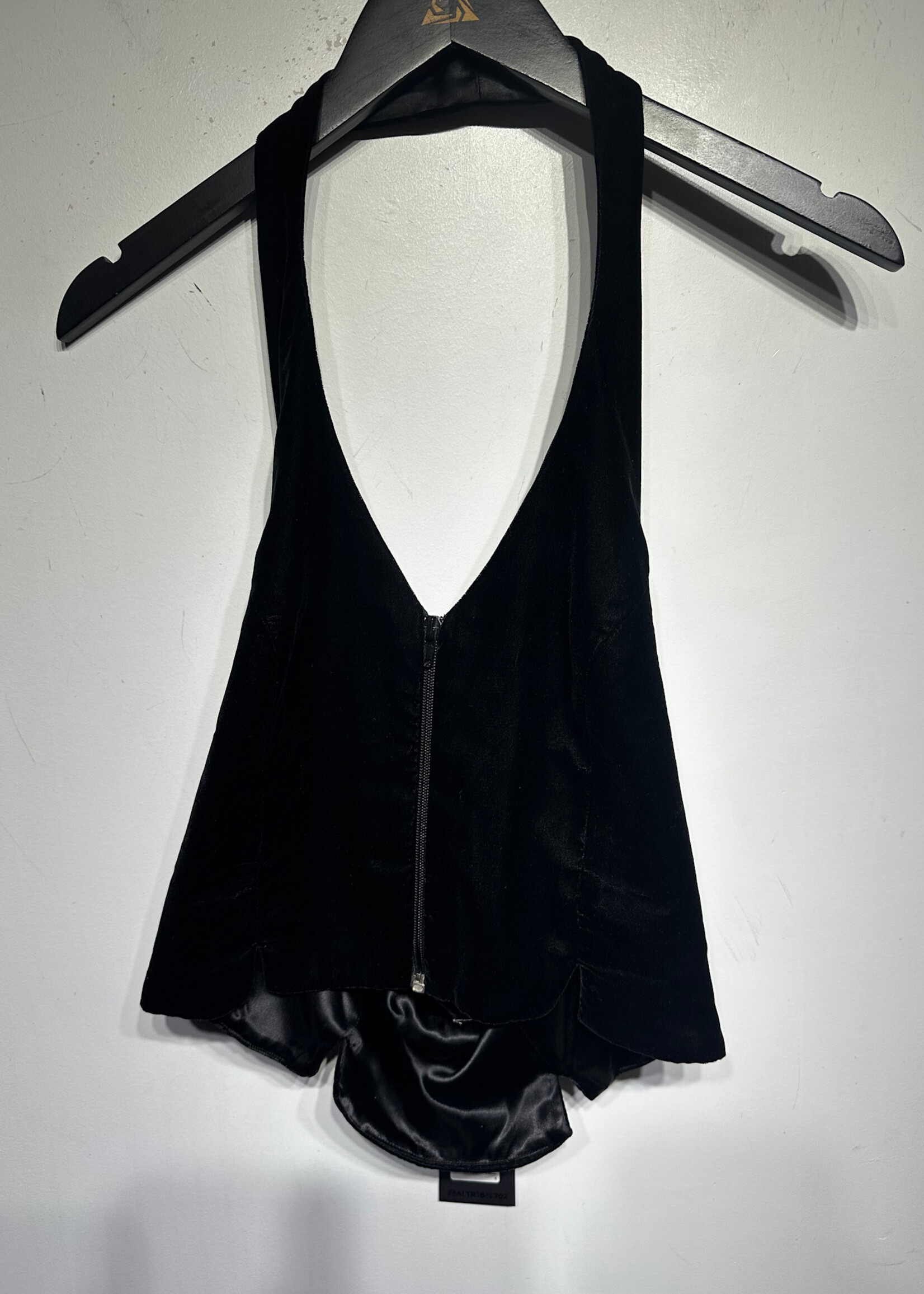 Bebe Y2K Black Velour Halter Top M