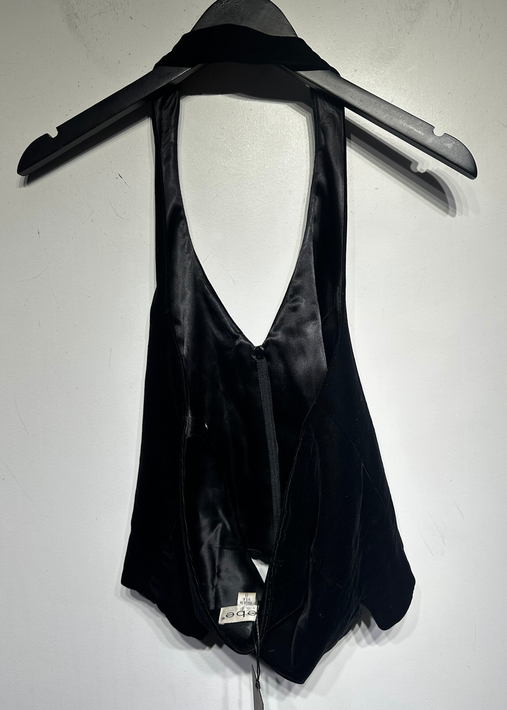 Bebe Y2K Black Velour Halter Top M